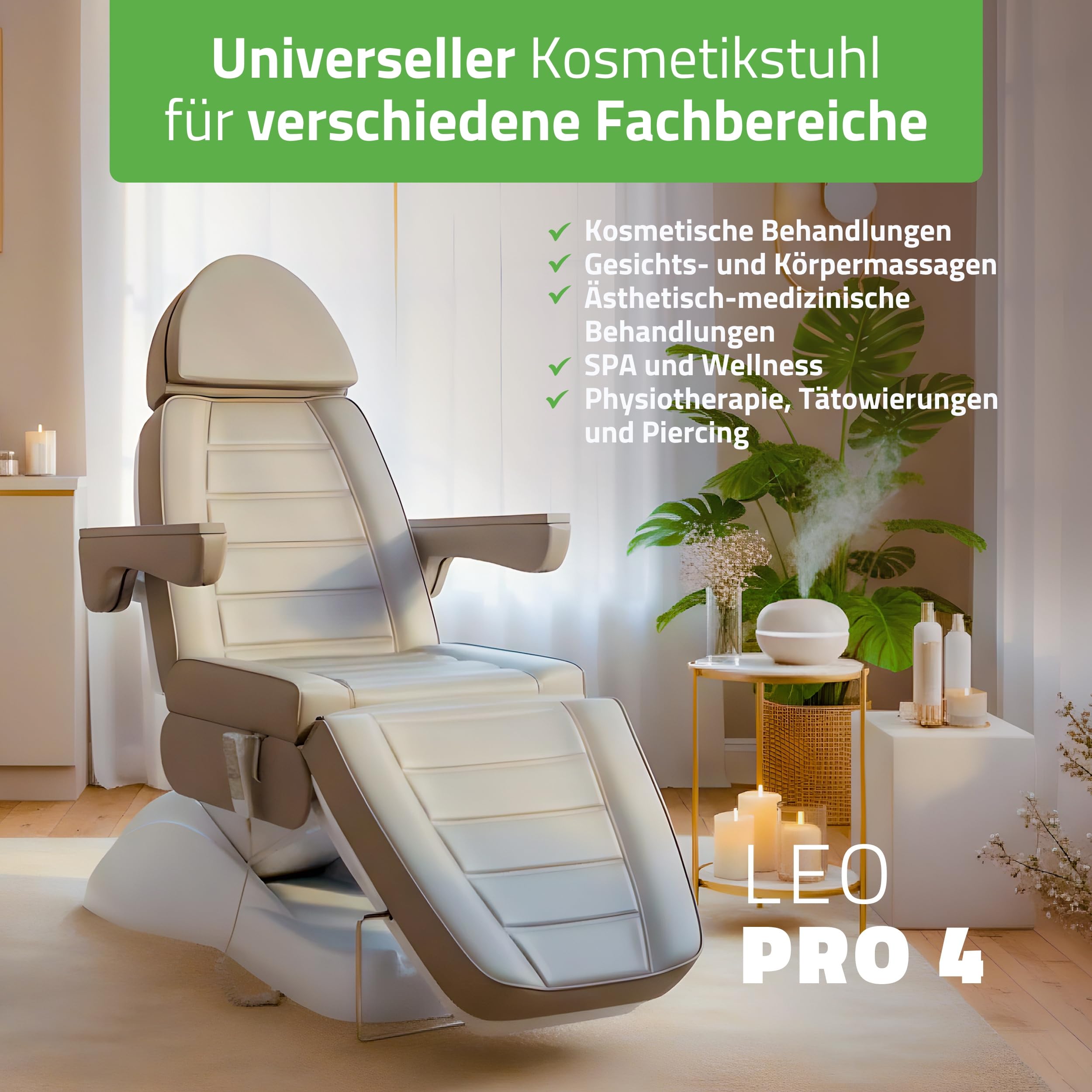 HABYS Kosmetikliege Elektrisch Leo PRO 4, Elektrische Massageliege (Grau)
