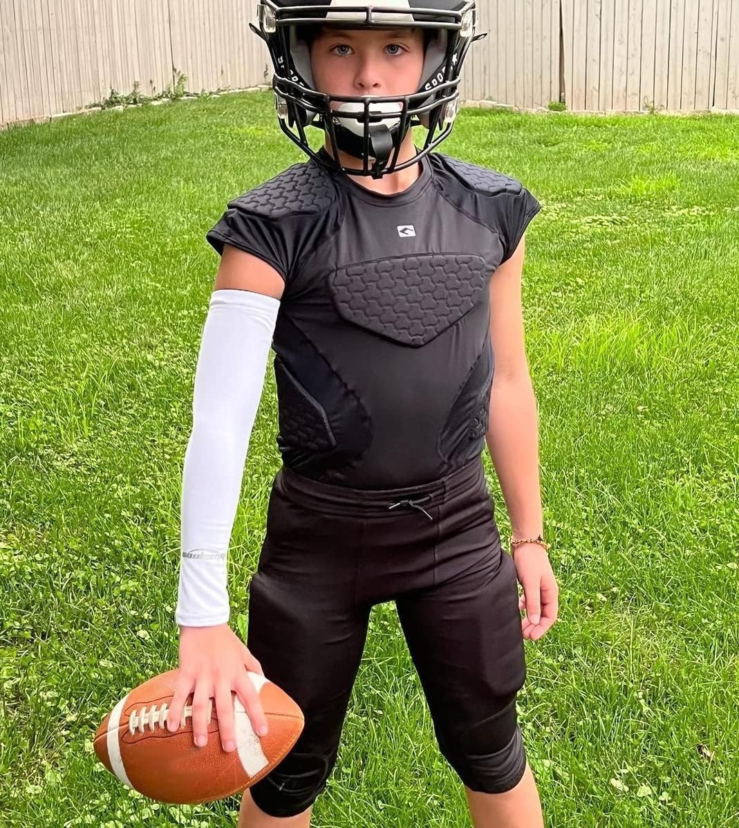COOLOMG Youth Football Padded Shirt Chest Rib Protector Heart Sternum Shoulder Protection - Image 5