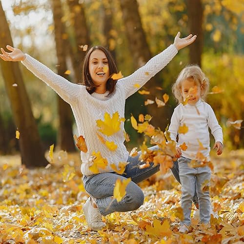 Miniatura 5 de FZBNSRKO 100 hojas de arce artificiales de otoño, hojas de roble de otoño para manualidades, hojas de arce falsas de otoño para Acción de Gracias,