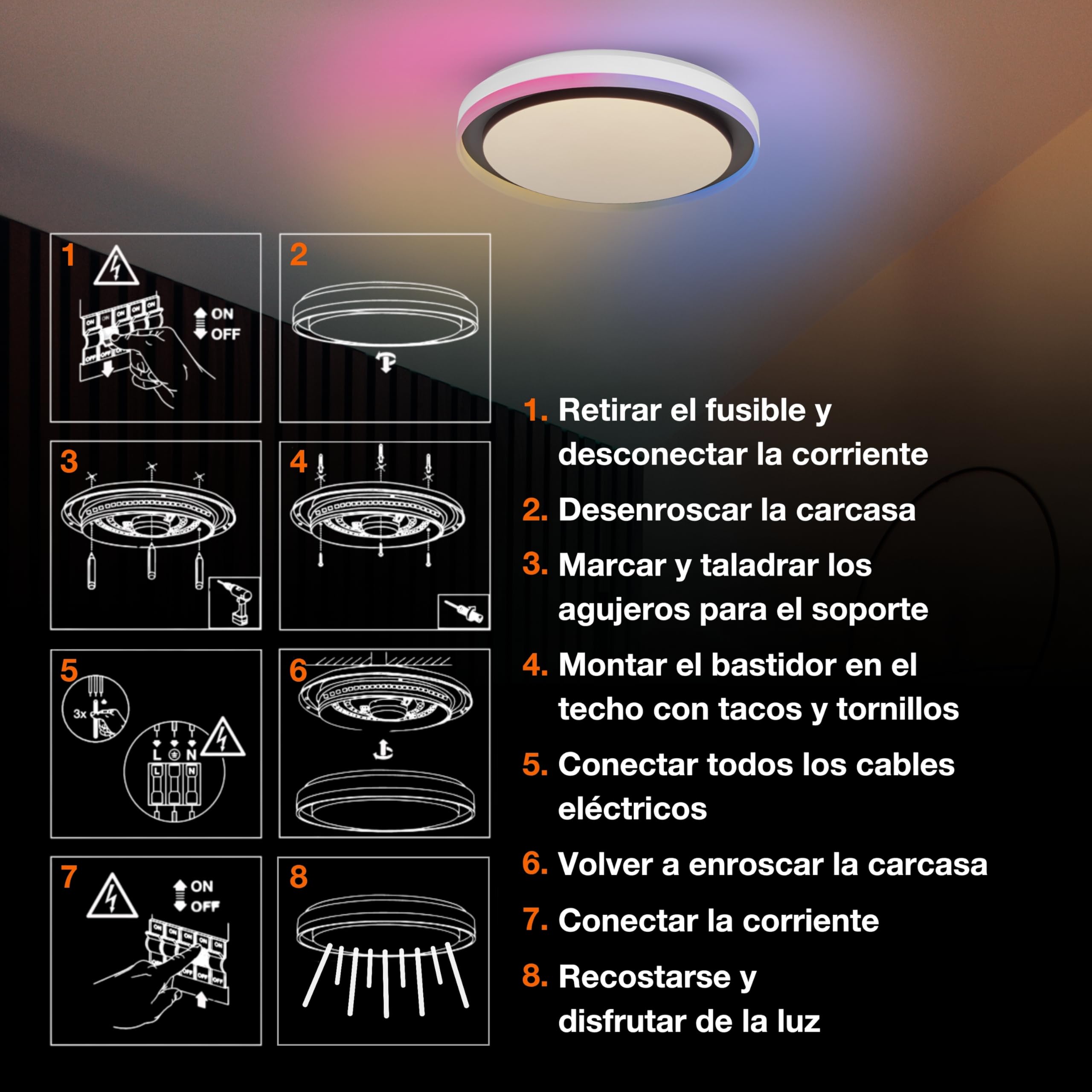 LEDVANCE SMART + WIFI Plafón LED, blanco/negro, 32W, 3400lm, función de luz blanca, regulable, efecto Magic-RGB, larga vida útil, fácil instalación, 2700-6500K