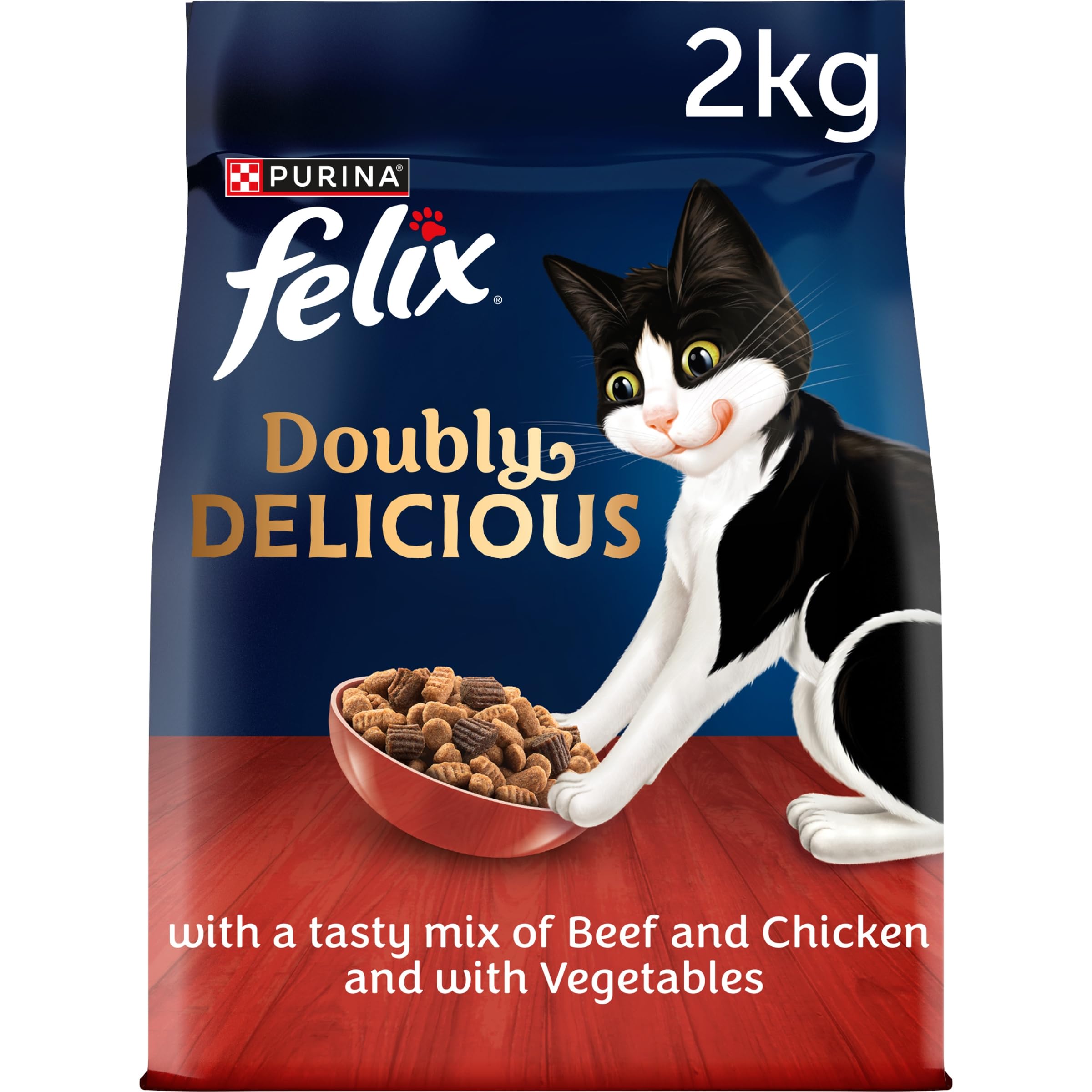 Doubly Delicious Beef Chicken & Vegetables Dry Cat Food 2kg