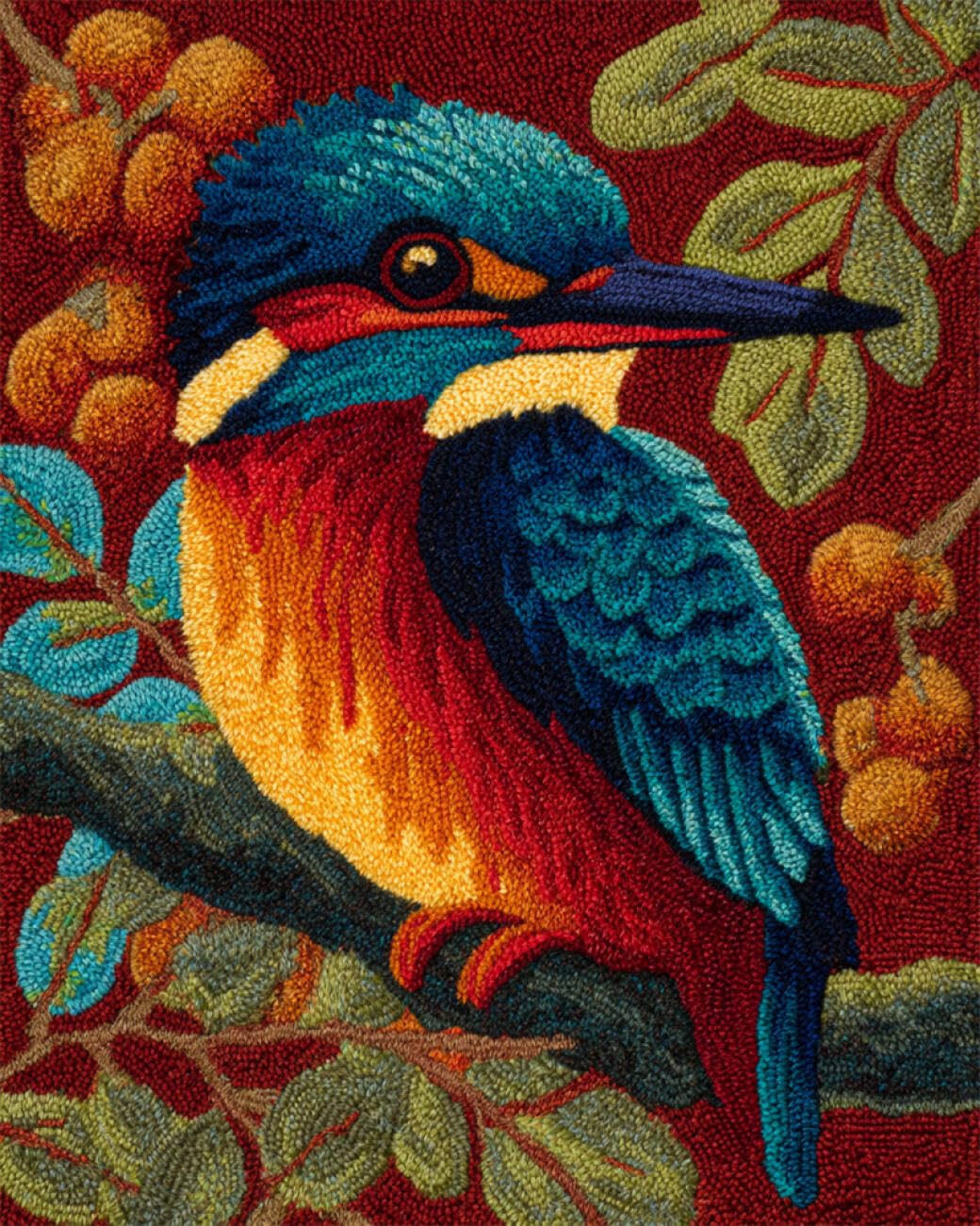 AMBATTERY Knüpfteppich Set Vorgedruckt Cartoon-Vogel 55x75cm