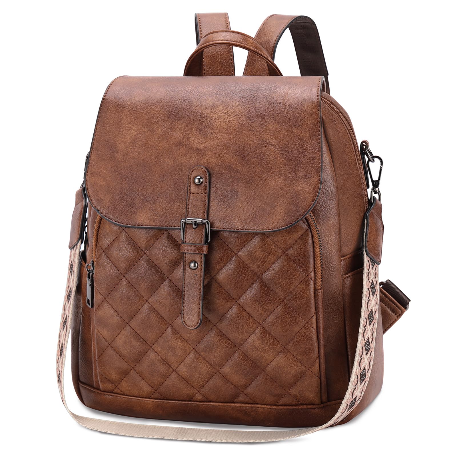 Chase Chic Borsa Zaino Donna, Zaino Antifurto Elegante Zaino Casual in Pelle Borsa a Tracolla Impermeabile per Scuola Viaggio Lavoro Shopping, Marrone