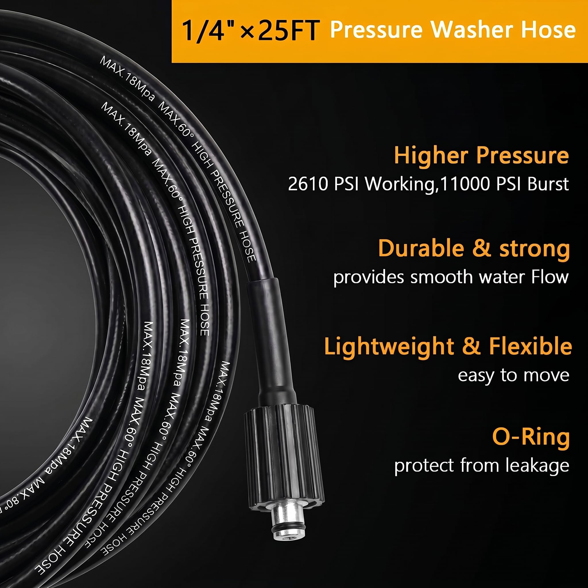 YUET 15M Tuyau de Rechange d'extension pour Nettoyeur Haute Pression, Flexible Tuyaux avec M22 Fileté Mâle Remplacement Connecteur pour Karcher Standard M22-14 Connexion