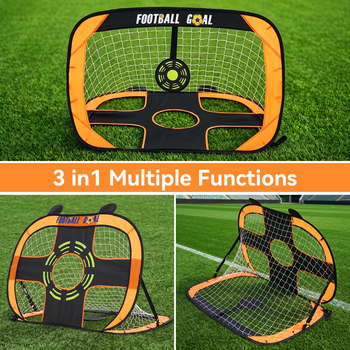 2er Fußballtor Kinder Set 3 in 1 Faltbar Fußball Tore
