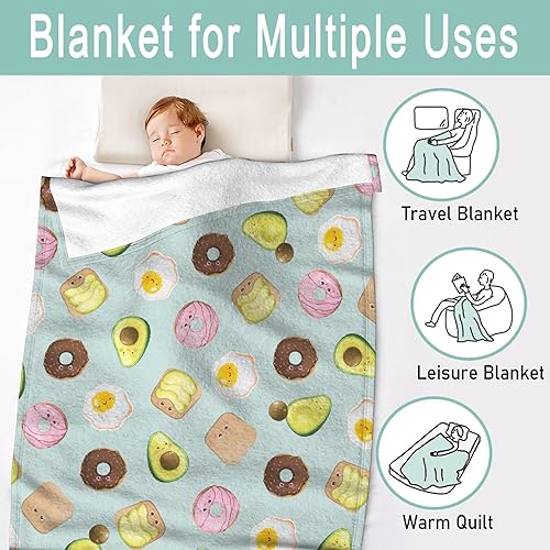 Miniatura 5 de Bonita manta de aguacate, regalos de aguacate para niños y niñas, manta de franela de felpa acogedora y cálida para sofácama, decoración para los