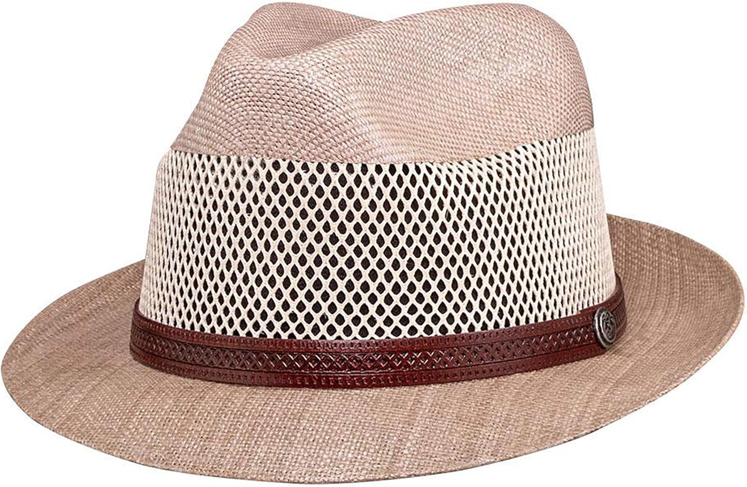 American Hat Makers Tuscany Firm Straw Fedora Hat | Handcrafted, Stylish & Durable | UPF 50 UV Protection for Men & Women