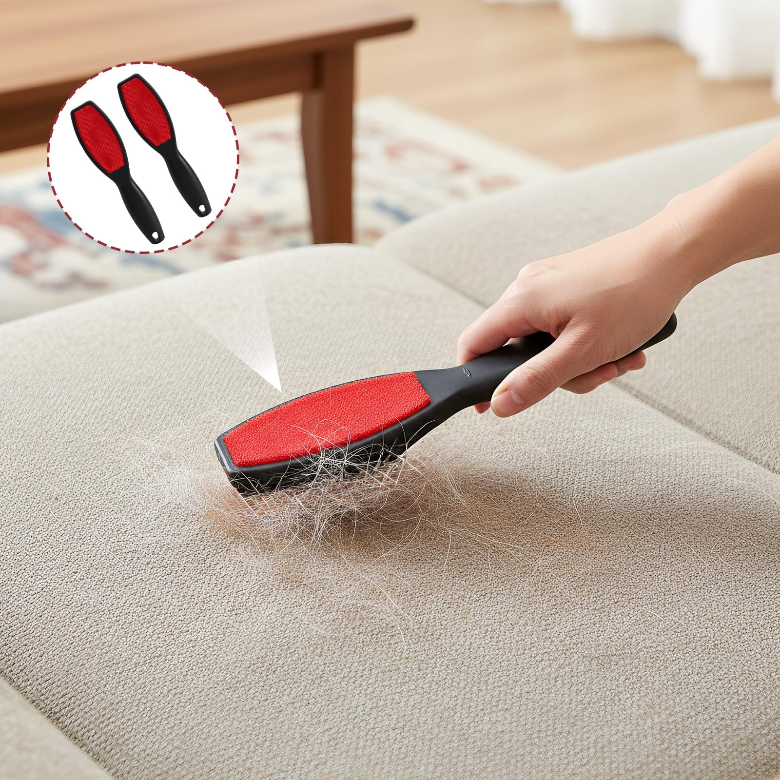2 cepillos para pelusas de dos lados, reutilizables, cepillos para pelusas de doble cara, cepillo para eliminar pelos de animales, cepillo para sofá, coche, ropa, muebles, textiles, pelo de — view 6