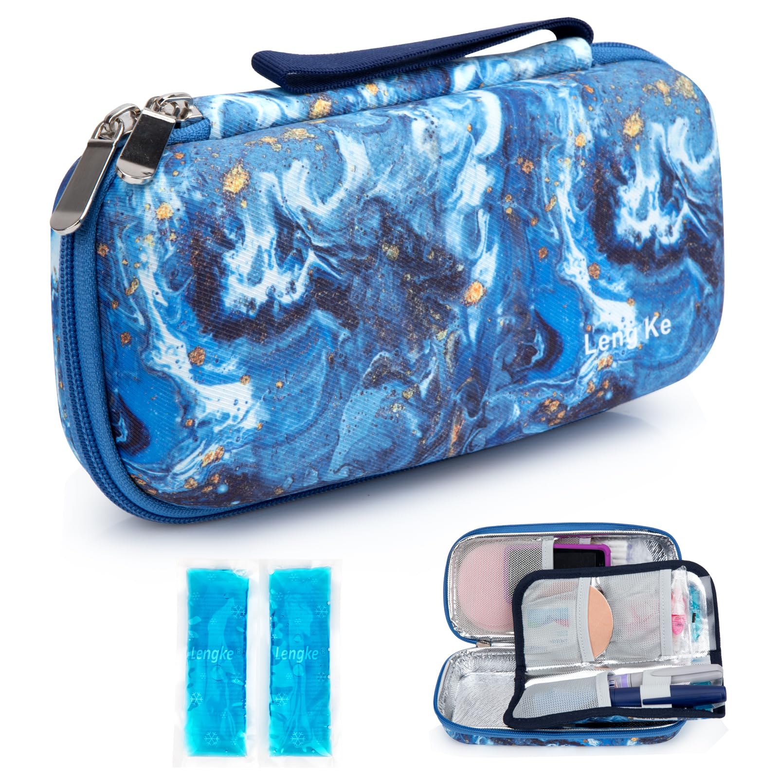 YOUSHARES Hard Shell Insulin Case, Insulin Cooler Travel Case for Diabetes Supplies Medicine Cool Bag with 2 Ice Packs