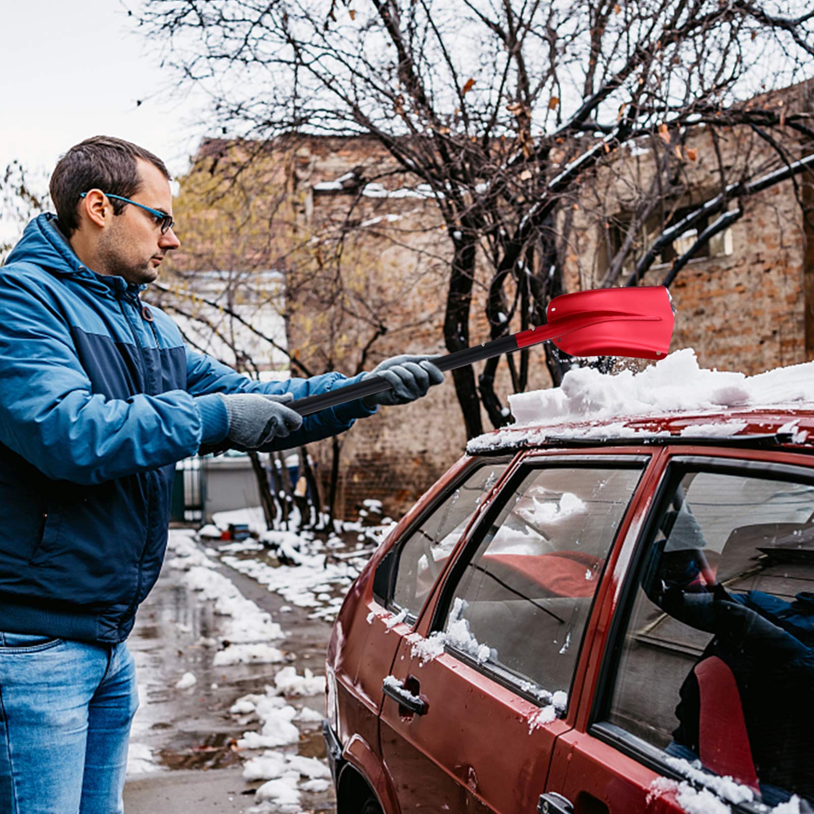 YARNOW Pala De Nieve Telescópica para Vehículos Quitanieves Multiusos De Aluminio Herramienta para Limpiar Nieve y Hielo Coches Usada Invierno
