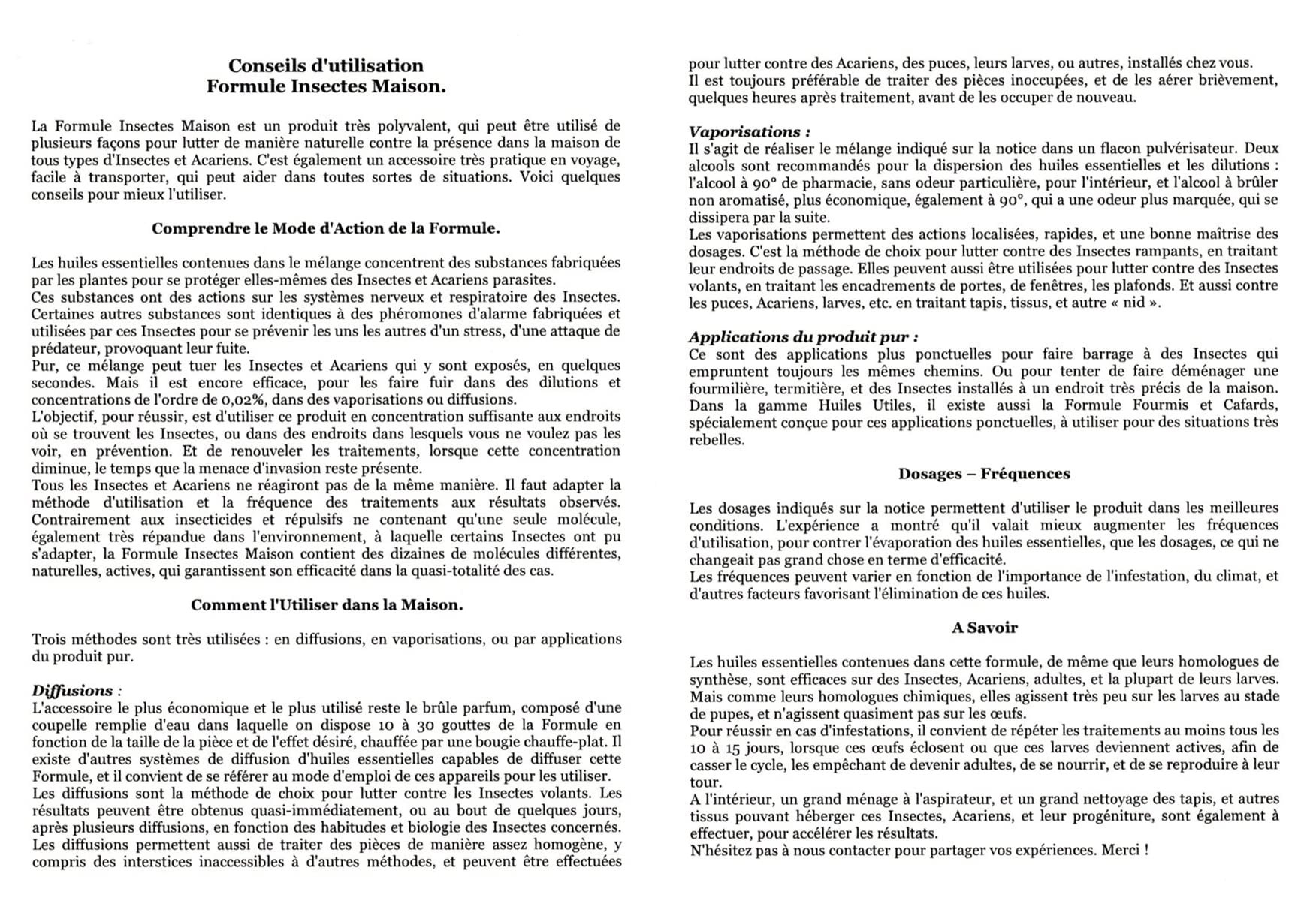 Formule Insectes Maison - Fórmula insecticida