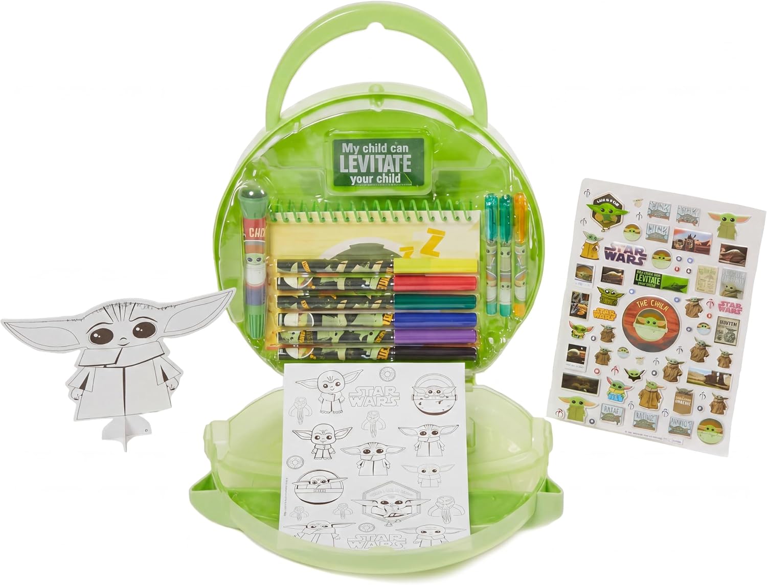 Star Wars Mandalorian Baby Yoda Coloring & Sticker Activity Set for Kids with Travel Carrying Case image 2