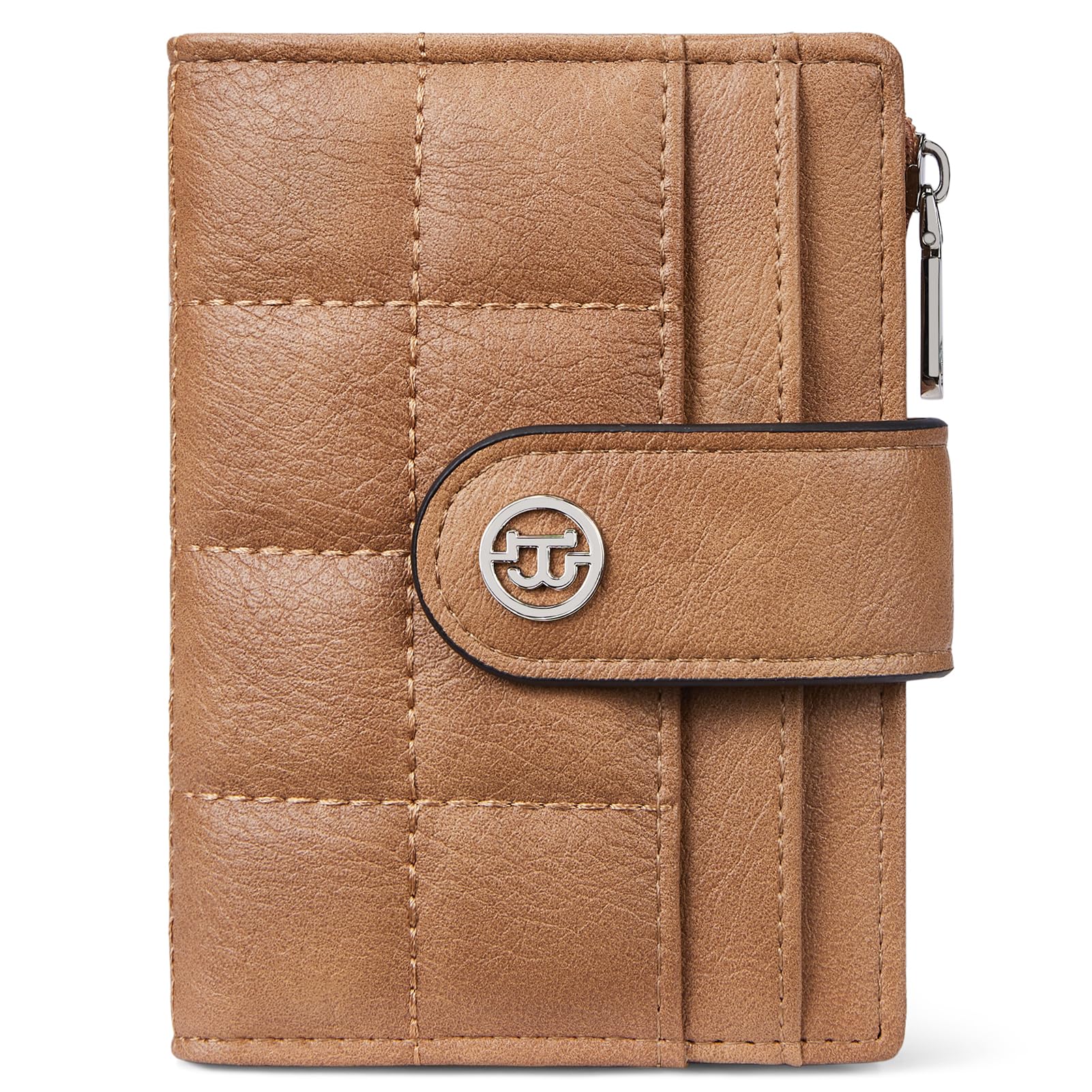 BOSTANTEN Small Wallet for Women Leather RFID Blocking Card Holder Bifold Compact Wallets With Zipper Coin Pocket Camel