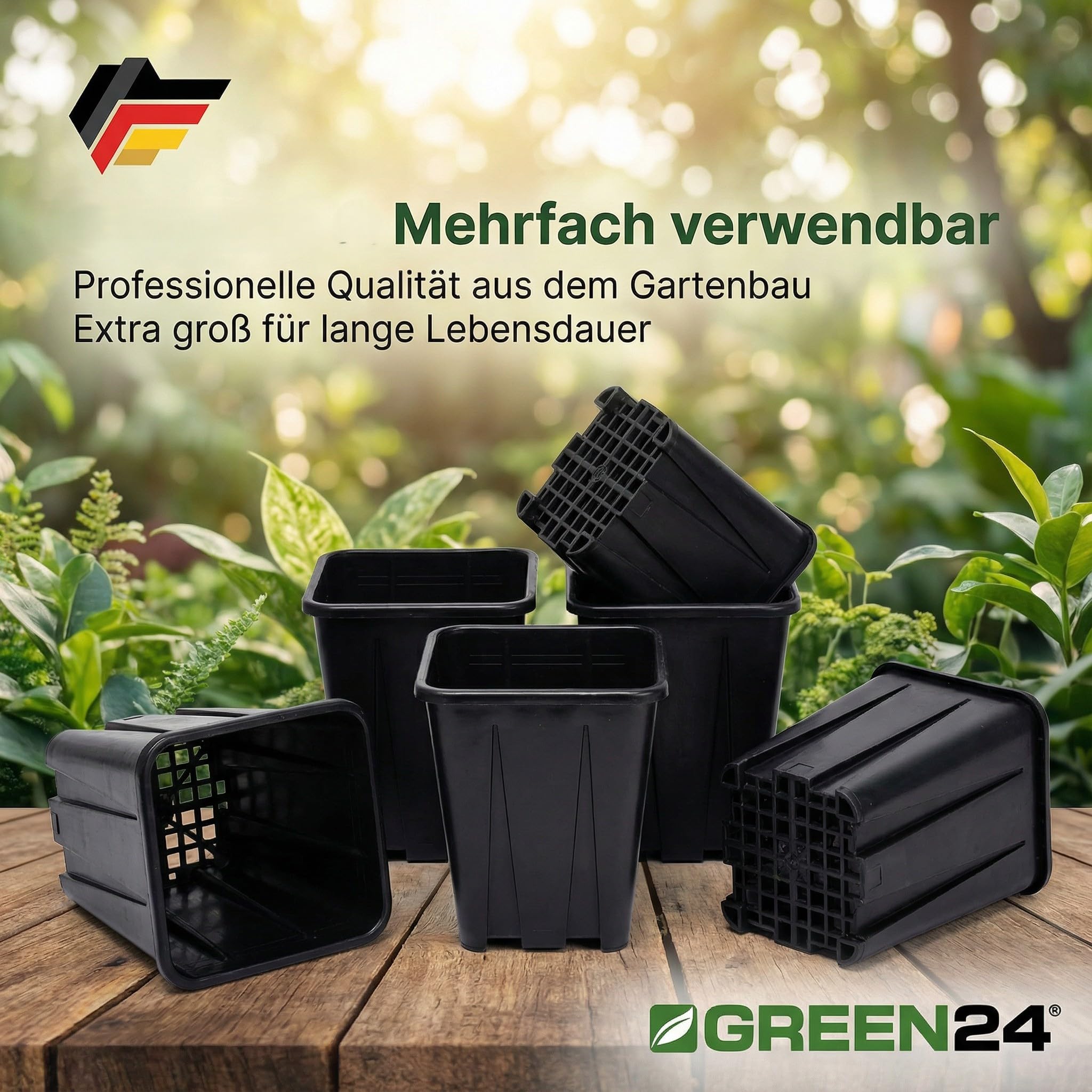 GREEN24 50 Stck. Vierecktopf Hochtopf 11 x 11 x 20 cm - Profi Spezialtopf  fr die Anzucht von Tiefwurzlern, extra gro & robust | Pflanztopf  Blumentopf Vierkant-Topf (50 Stck): Amazon.de: Garten