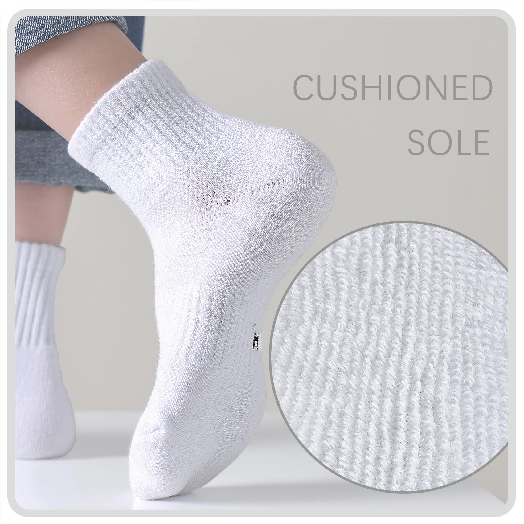Calcetines tobilleros acolchados para niños, calcetines cortos atléticos para niñas, calcetines de algodón para niños, jóvenes, deportes, 10 pares