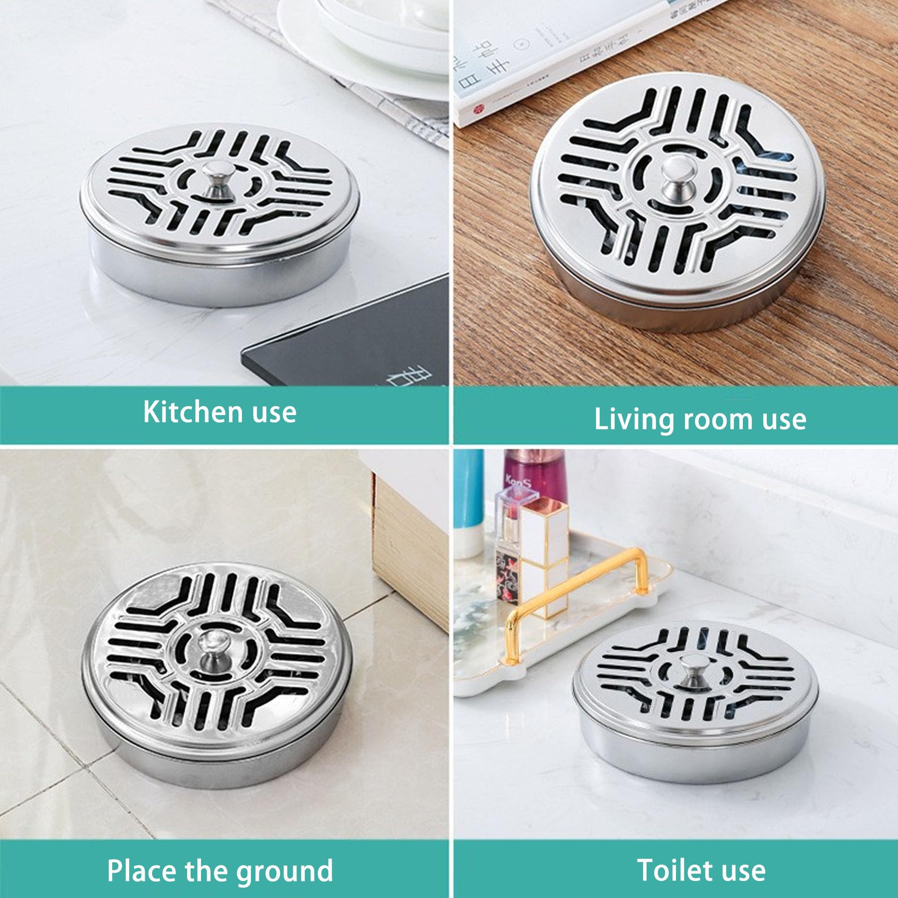 4pcs Porta Spirali Antizanzare Bruciatore di incenso,incenso Porta Bobine per zanzare,Bobina di Zanzara,Scatola Della Bobina Della Zanzara,Incenso Tondo con Coperchio e Maniglia,Porta Zampirone Metall