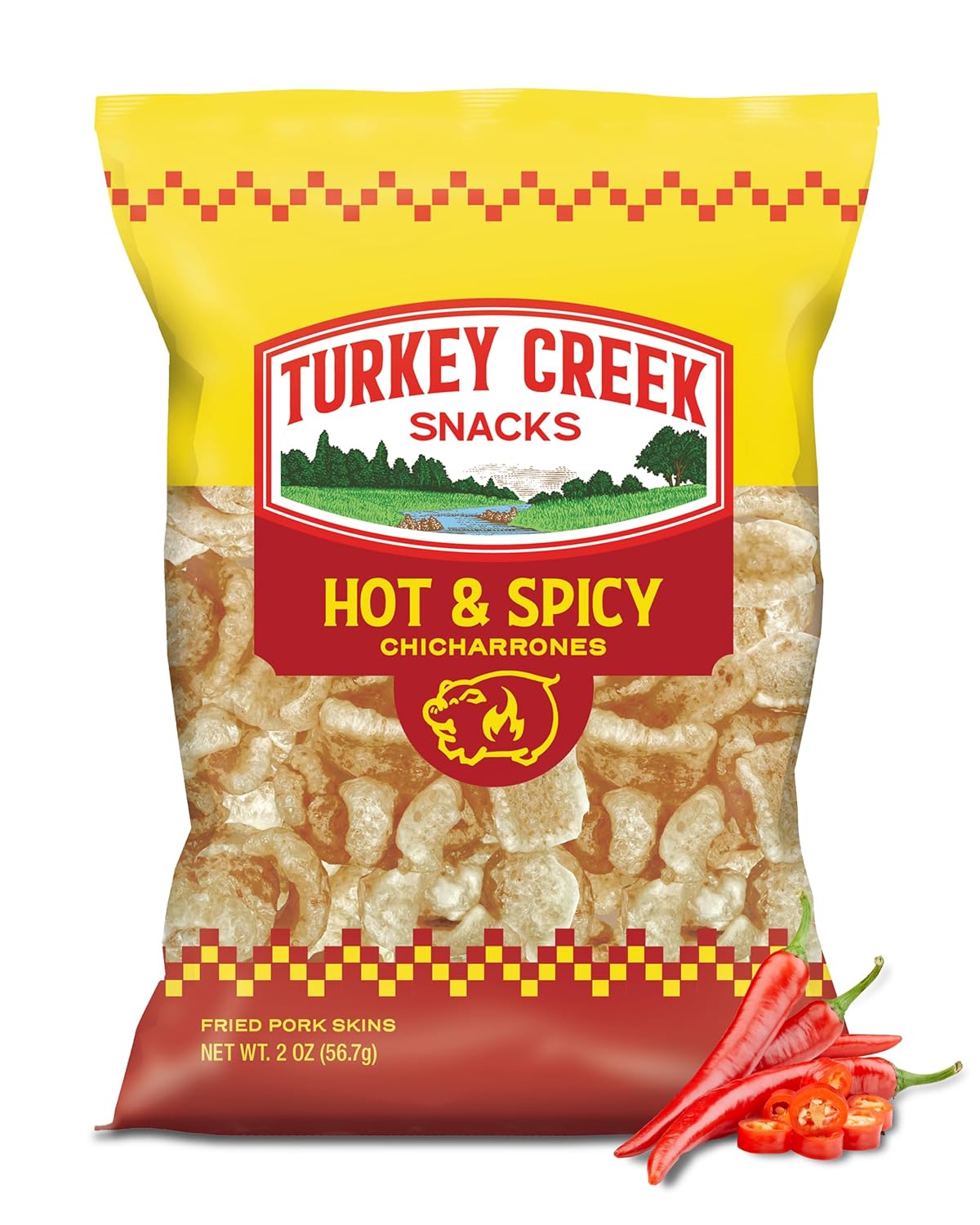 Turkey Creek Chili Lime Chicharrones, Fried Pork Rinds - Chili Lime Flavored Pork Skins - Low Carb, Gluten-Free, Protein Snack - 2oz (Pack of 12)
