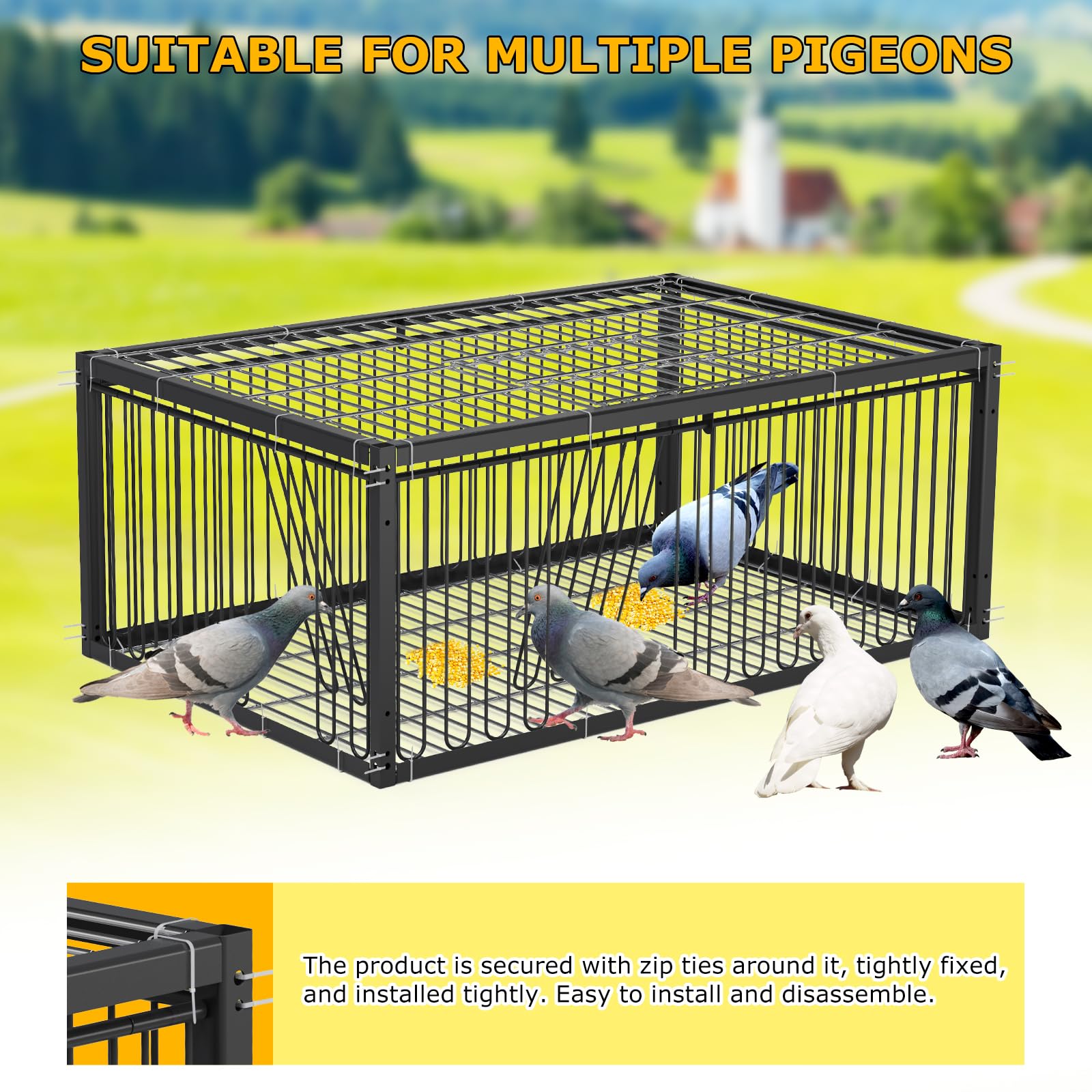 Jaula para palomas con diseño a prueba de fugas, pequeña jaula para palomas y pájaros, entrada plegable desechable, exterior, terraza, jardín, jaula de granja para palomas, gorriones, ratones