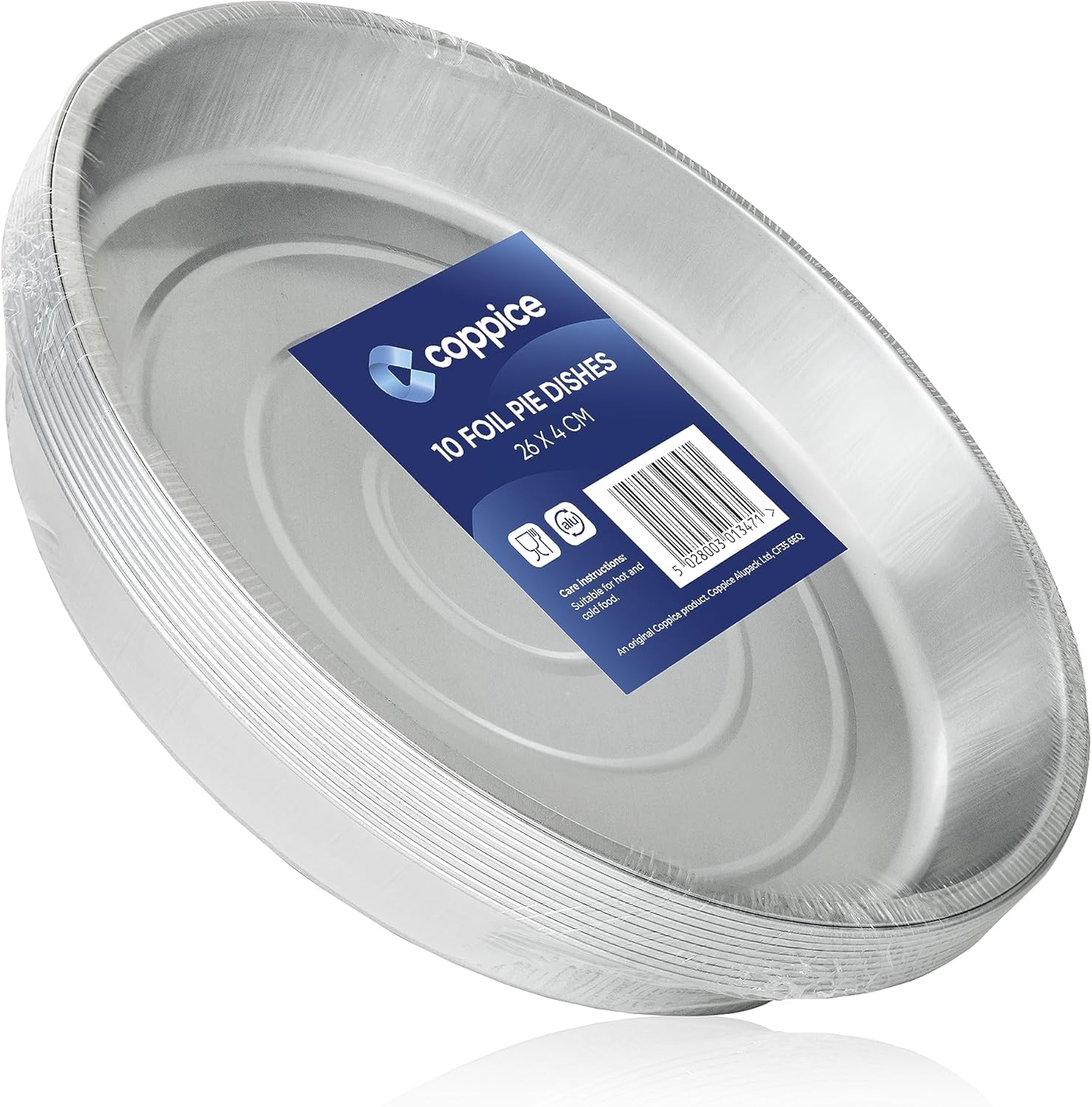 Coppice Strong Round Aluminium Foil Pie Dish Tray for Baking, Serving & Food Storage | 26cm x 26cm x 4cm | Freezer, Microwave & Oven Safe | 10 Pack
