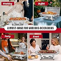 Vista 8 de IMACONE Juego de 6 Platos Calentadores de Buffet, Calentadores Rectangulares de Acero Inoxidable de 8QT y Conjuntos Calentadores de Buffet