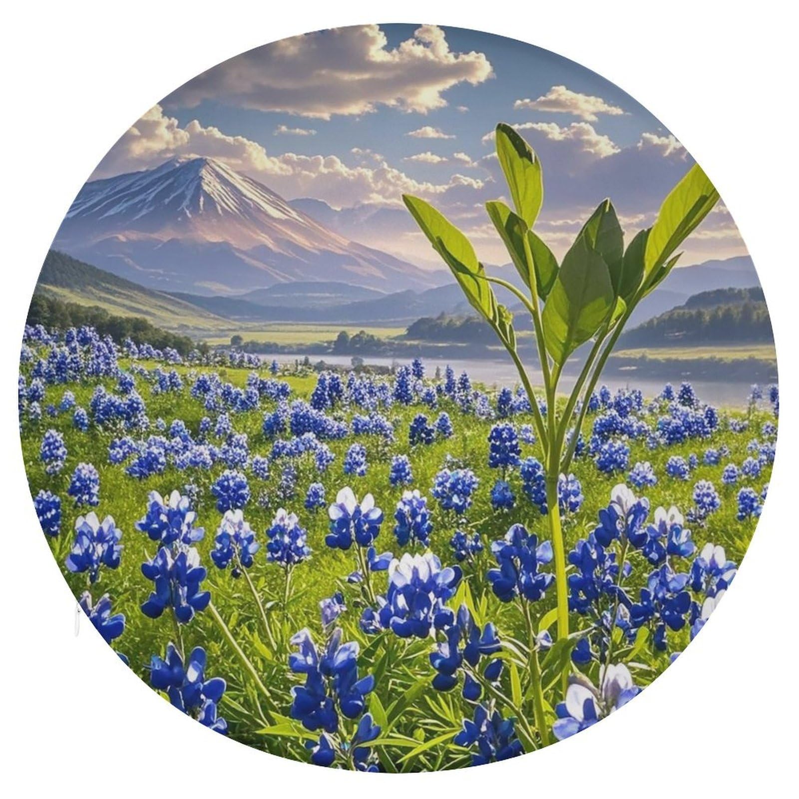 FekiLoot Bluebonnets Round Memory Foam Cushion, Round Seat Cushion with Removable Cover, Fashion Decorative Cushion for Bedroom Sofa Kitchen Office, 15.3" x 15.3"