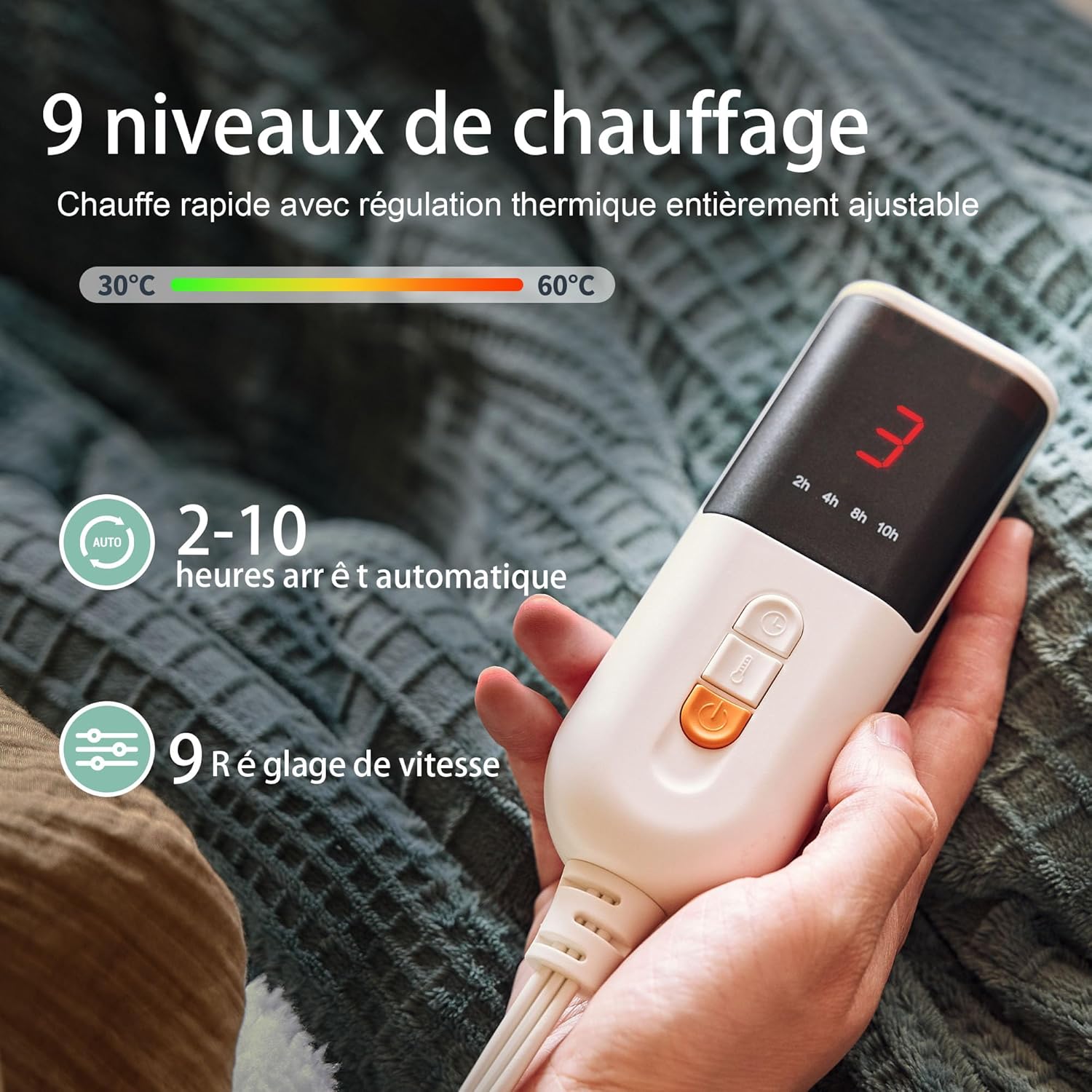 Close-up of the digital controller for the electric blanket