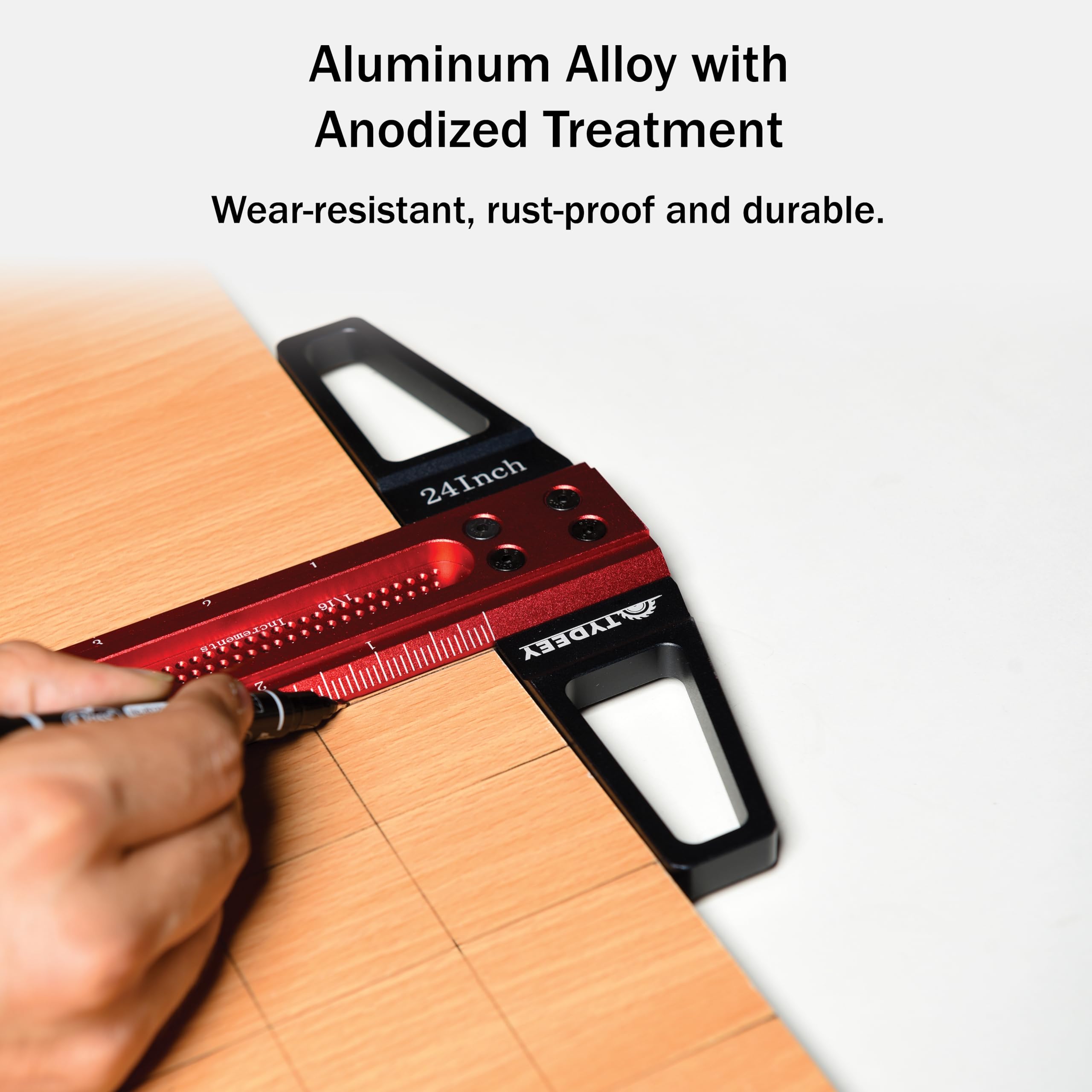 TYDEEY Regla cuadrada en T de 12, 24, 31, 39 pulgadas, ultraprecisión, regla cuadrada de 24 pulgadas, herramienta de medición y diseño, reglas cuadradas de aluminio tipo T para trabajos de arquitecto