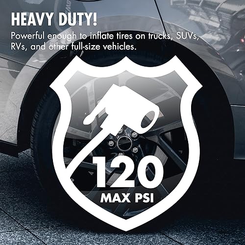 Miniatura 4 de Wagan EL7302 - Compresor de aire digital de 12 V CC de 120 PSI con luz de trabajo LED inflador de neumáticos portátil bomba de aire para automóviles