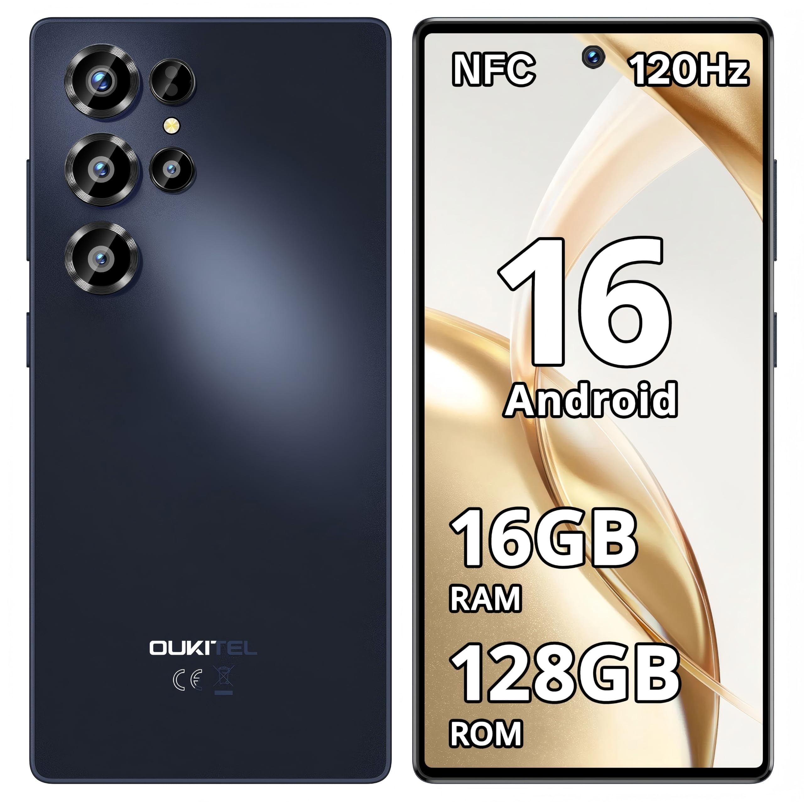 OUKITEL C66 Smartphone Android 16, 6.73" 120Hz, 16GB+128GB/1TB Telefono | 64MP+8MP Telefono Cellulare, 5000mAh Batteria, Cellulari e Smartphone 4G Dual SIM/NFC/GPS/Fingerprint/OTG/8.7mm Telefoni