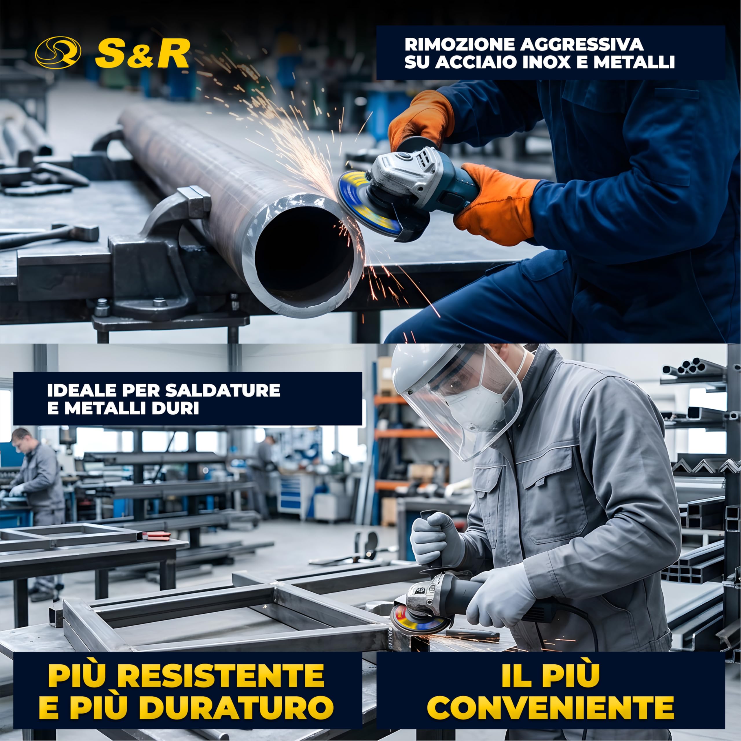 S&R 20 Dischi Lamellari 125mm Set Grana 40-60-80-120 | Corindone di zirconio per metalli duri · Rinforzo in fibra di vetro · Per sbavatura e rimozione ruggine