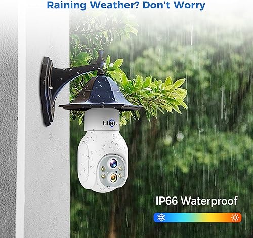 Miniatura 3 de Hiseeu Cámara de seguridad inalámbrica WiFi 2.4GHz, zoom 10X PTZ, cámara de seguridad impermeable, audio de 2 vías, seguimiento automático y alarma,