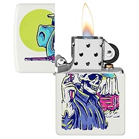 Zippo Wild West Skeleton Design White Matte Pocket Lighter