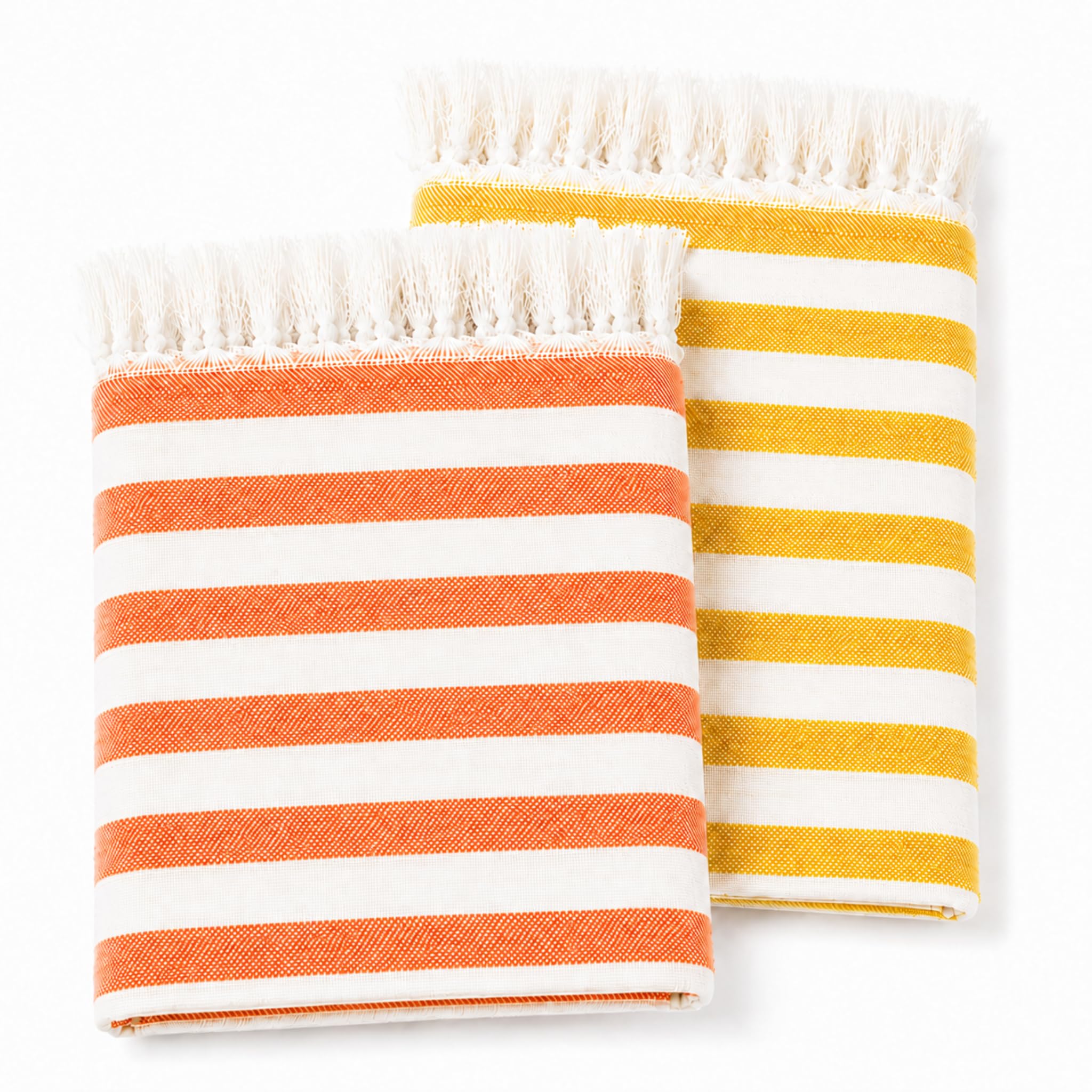 Towels for Bath Large Size Set of 2, 100% Cotton Bath Towels for Women & Men, 75 x 150 cm Quick Dry Towel Set, Handloom Flat-Weave Striped, Amber Blaze + Golden Marigold-image-39