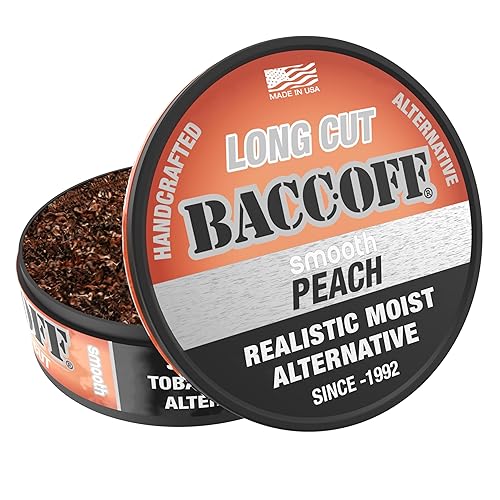 1 lata, BaccOff, corte largo de melocotón suave, base de té dulce con matices de melocotón agrio, alternativa realista a la humedad