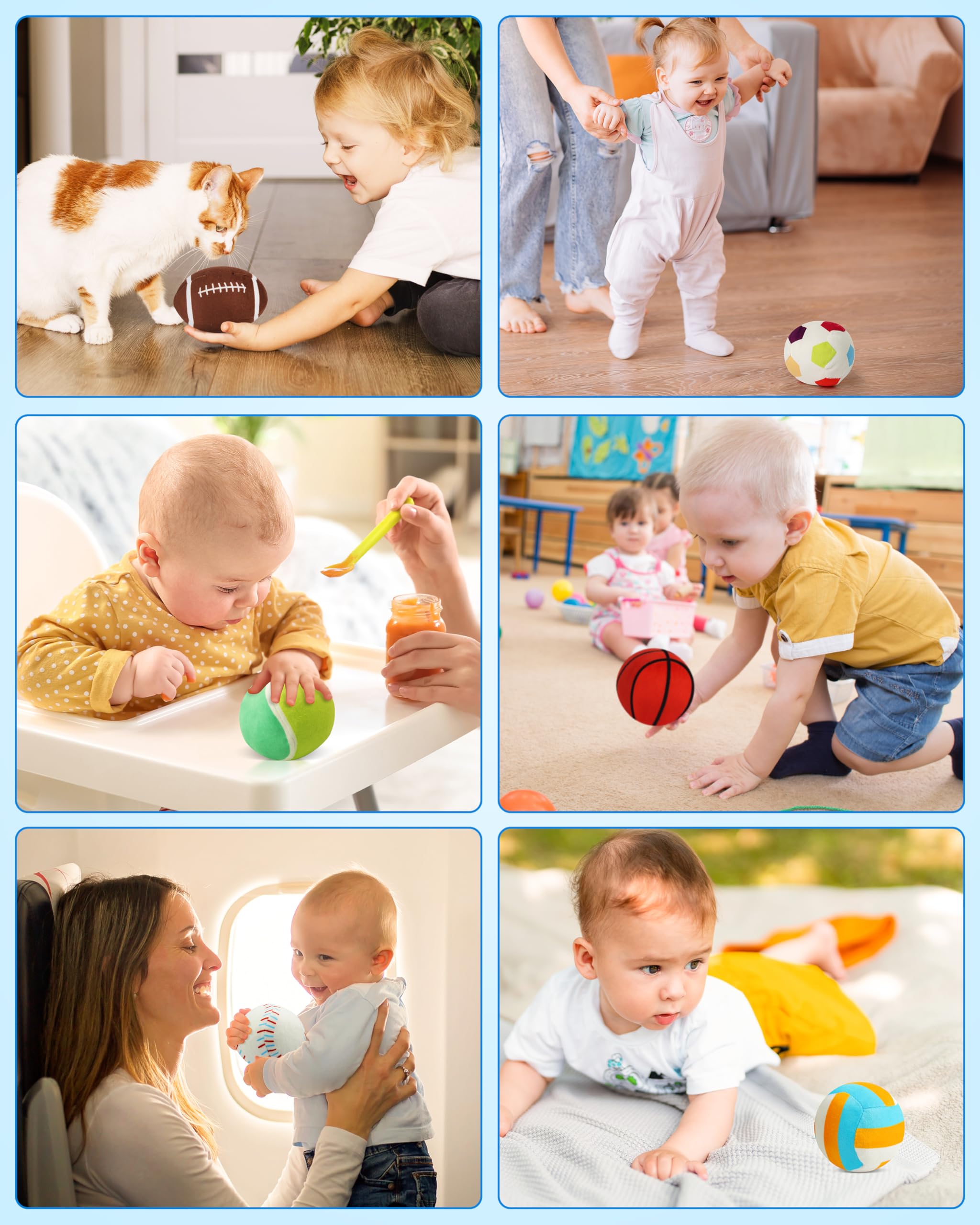 Vanmor Sensory Sports Balles pour tout-petits, jouets éducatifs avec sac de voyage, parfait pour le développement sensoriel, excellent cadeau