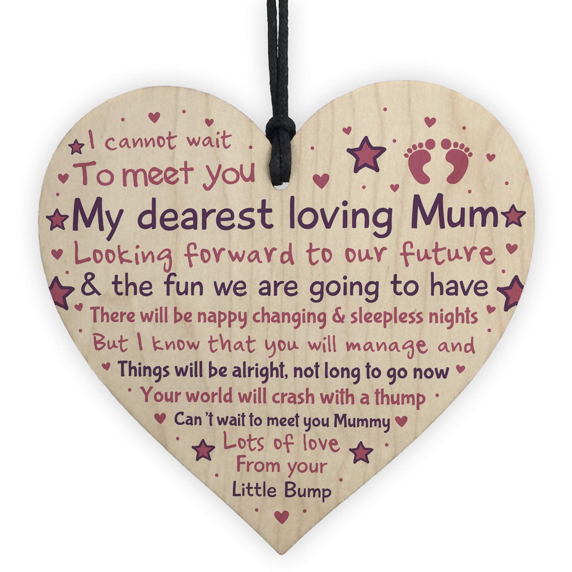 Red Ocean Mummy Mum To Be Pregnancy Congratulations Gift From Bump Wooden Heart