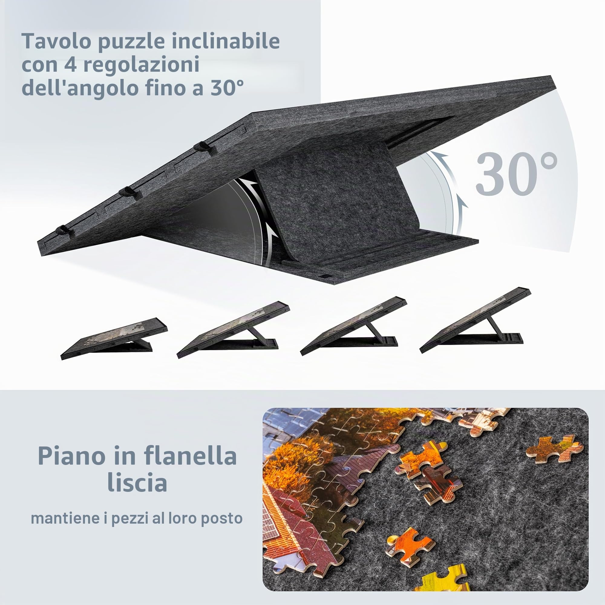 Becko US Tavola puzzle pieghevole e inclinabile da 2000 pezzi, con 6 cassetti e copertura, tavolo puzzle leggero e portatile con supporto integrato per la regolazione dell'angolo, per puzzle da 2000,