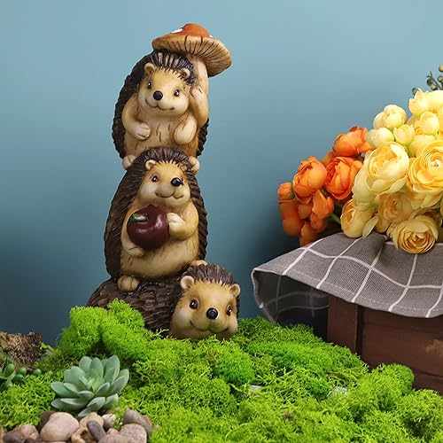 Miniatura 6 de MADECO Estatuas de erizo de jardín, decoración al aire libre, figura de erizo de resina, regalos para padres e hijos, decoraciones para patio,