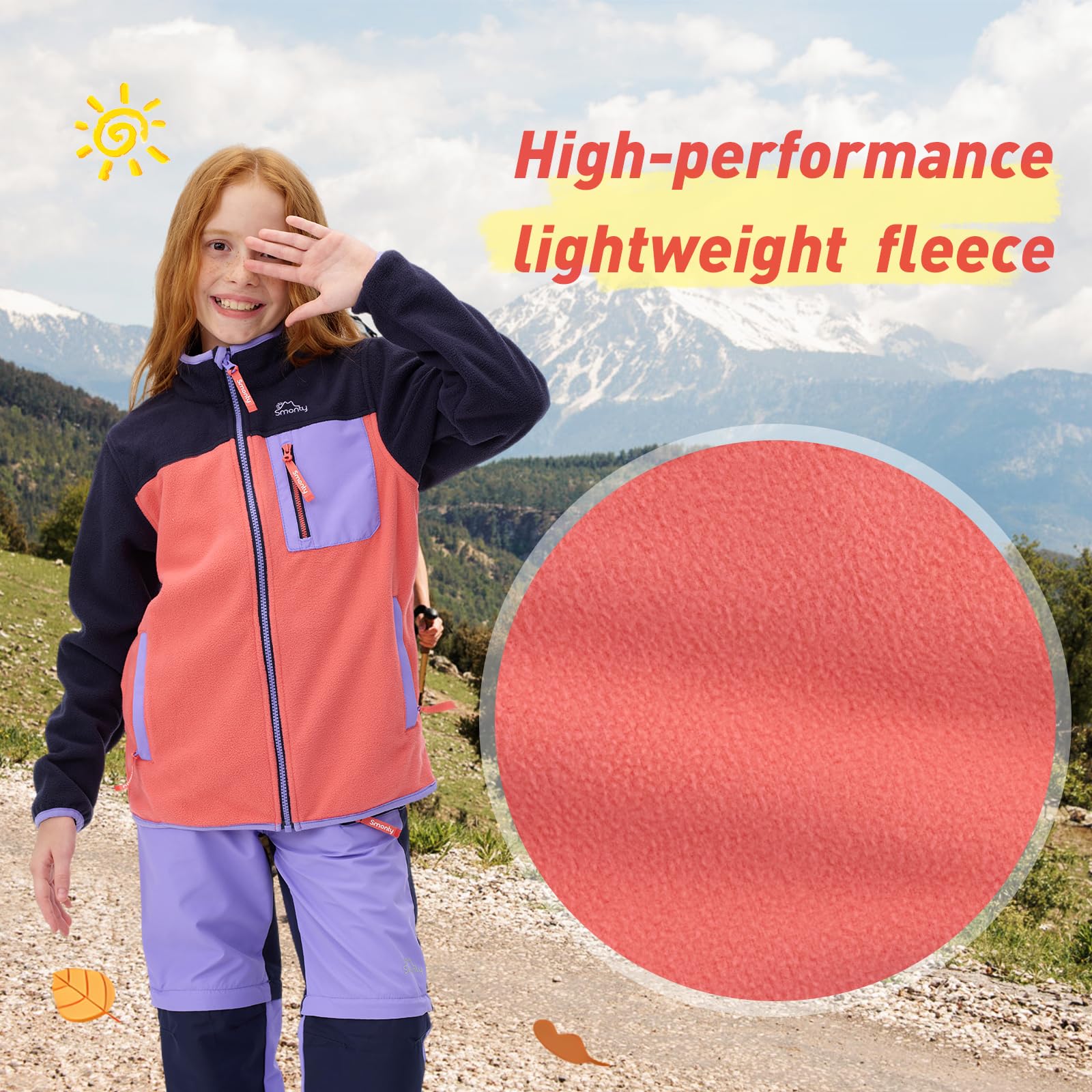 SMONTY Veste polaire enfant, Veste légère zip extérieur garçons et filles, Manteau doux chaud superposable