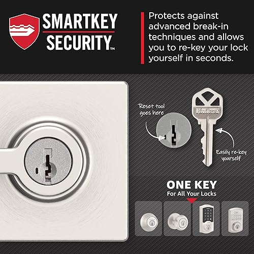 Miniatura 130 de Kwikset Casey - Manija de bloqueo de puerta de entrada, entrada exterior con llave segura, mango reversible, tecnología de seguridad SmartKey Re-Key