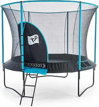 TP Toys Genius 14ft Round Trampoline Ladder & Protective Cover. Protective Quality Frame Padding, Rigid Ring Design, Strong Springs, Galvanised Steel Frame. Jumping Mat For Kids - 6 Years+