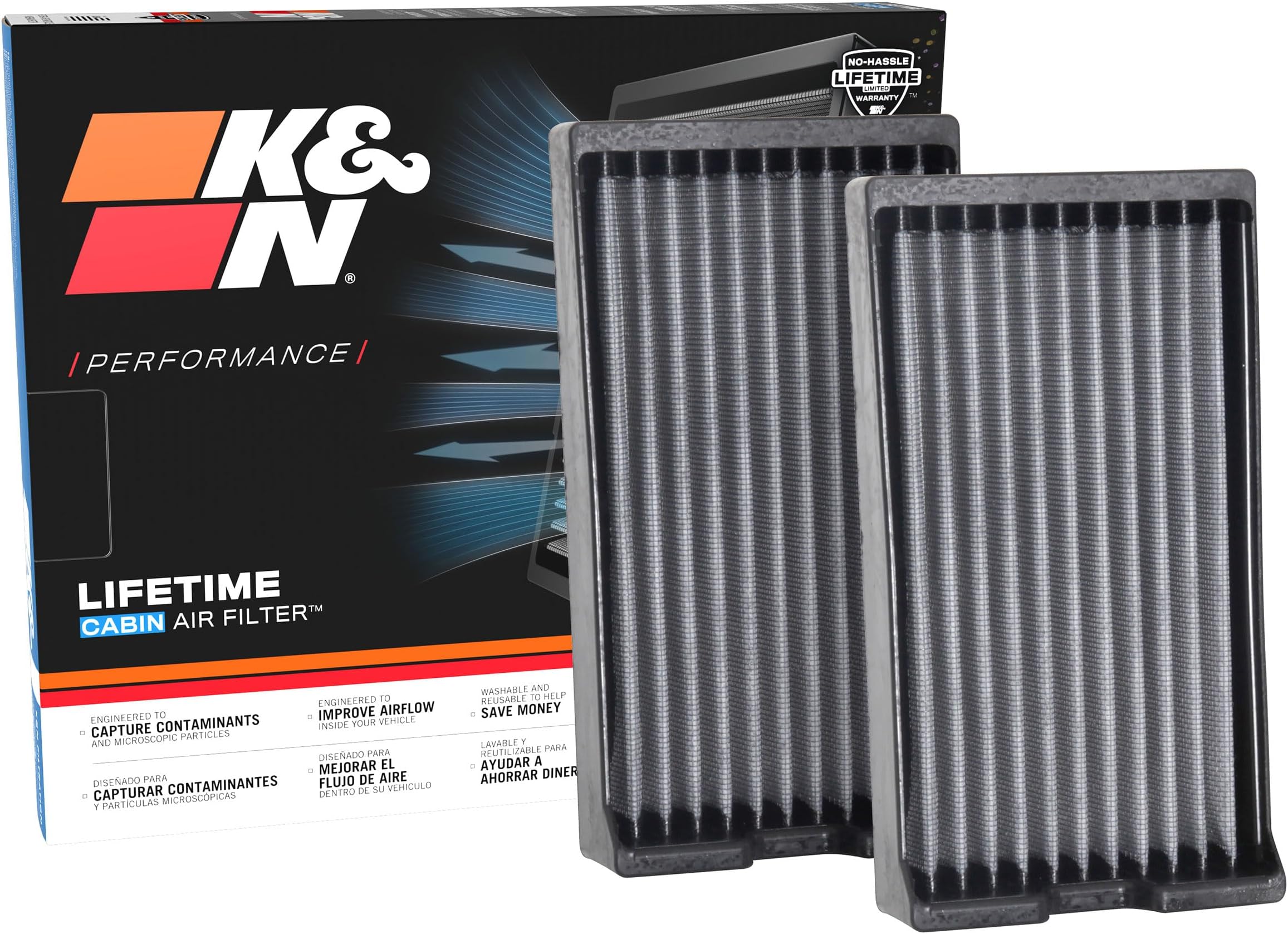 K&N LIFETIME Cabin Air Filter: Premium, Washable, Clean Air for your Cabin: Compatible with 2010-2024 Nissan: Patrol, Titan, VF2063