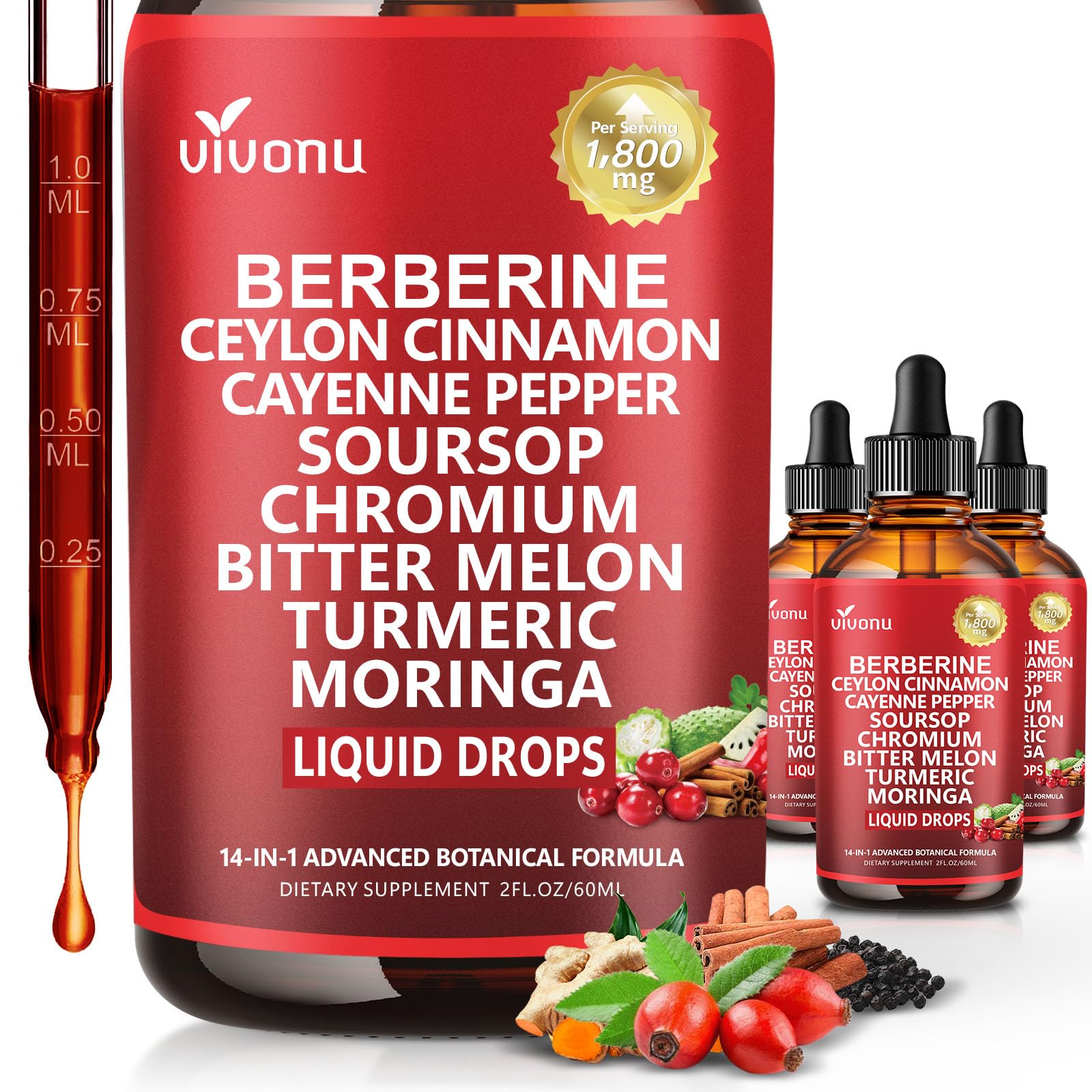 VivoNu 14-in-1 Berberine with Ceylon Cinnamon Oregano