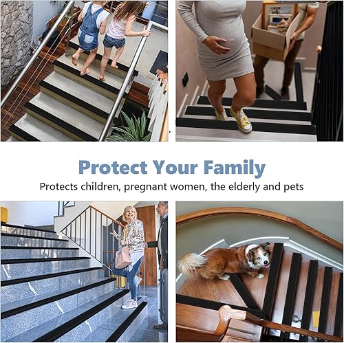 Miniatura 5 de Pionasuicg Protector de vinilo para borde de escalera, borde de goma, fácil de instalar, para exteriores e interiores (4 pies, negro)
