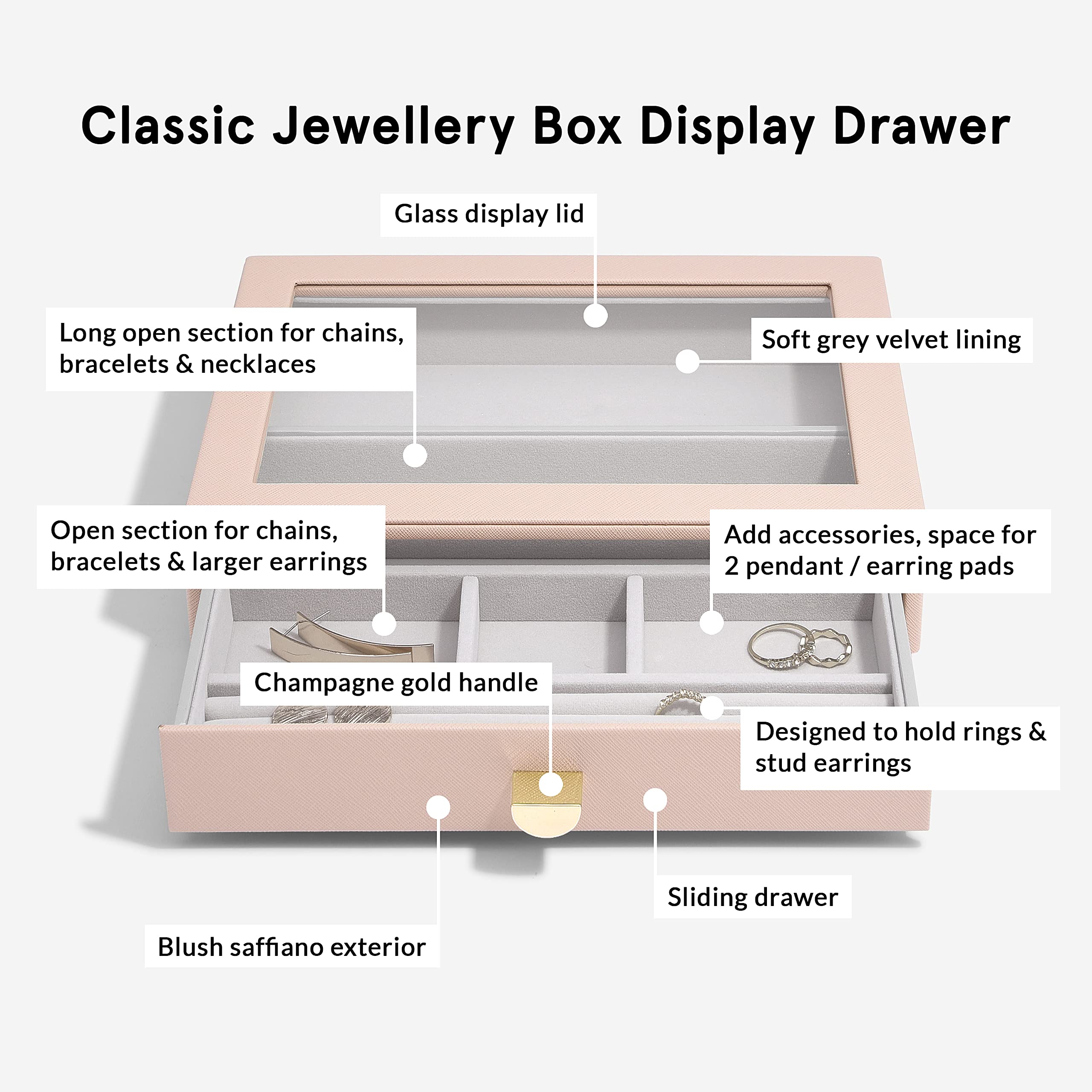Stackers Blush Classic Jewellery Box - Set of 4 (with Drawers)