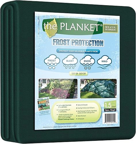 the Planket 11012 - Cubierta rectangular de protección contra heladas, 10 x 12 pies, color verde oscuro