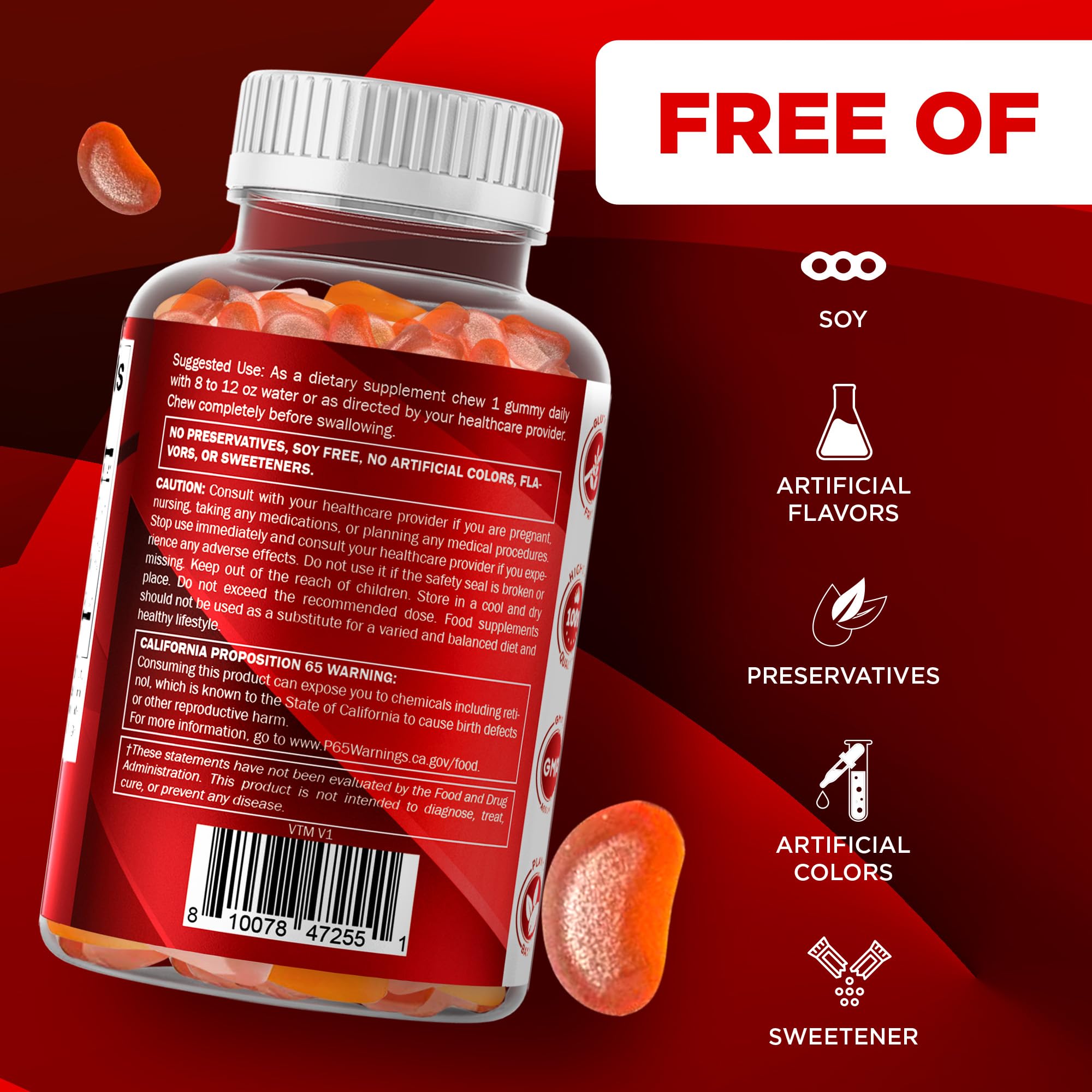 Vitamatic Vitamin A 25000 IU (Sugar Free Retinyl Palmitate), 120 Gummies — Amazon image 4