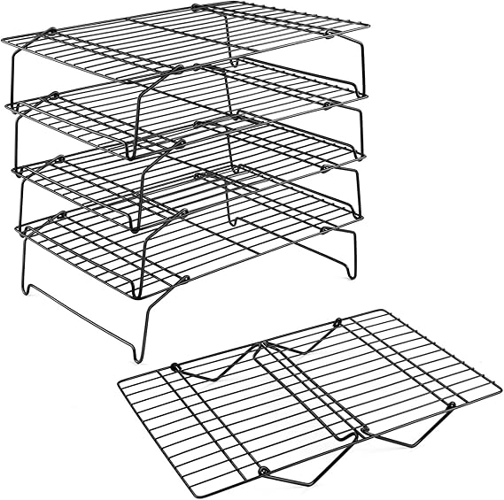 5Tier Nonstick Cooling Racks, P&P CHEF Stackable Baking Rack Set for Cooking
