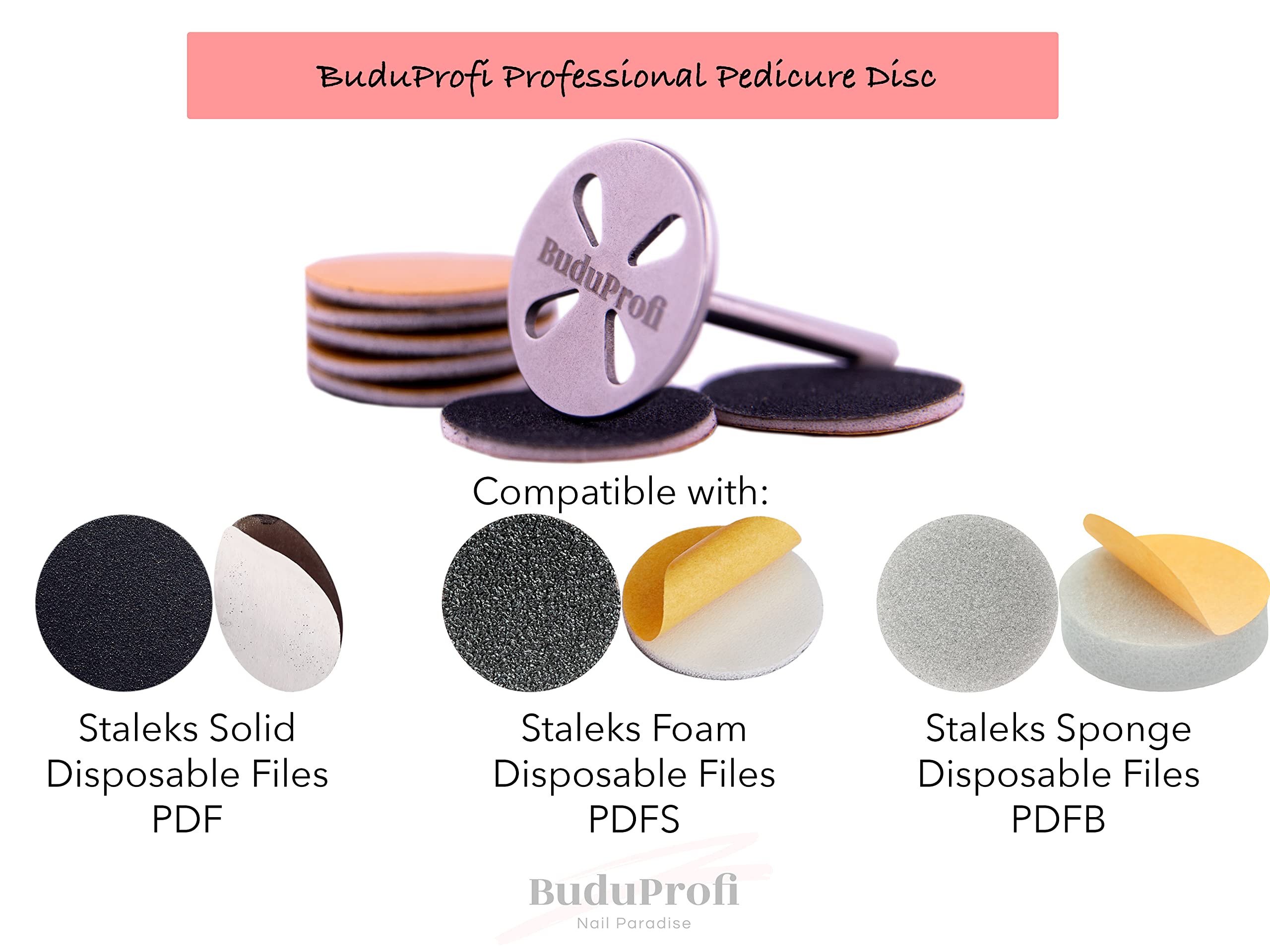 Kit Disco de Pedicura con Recambios, Pododisco, Acero Inoxidable, Torno (20 mm)