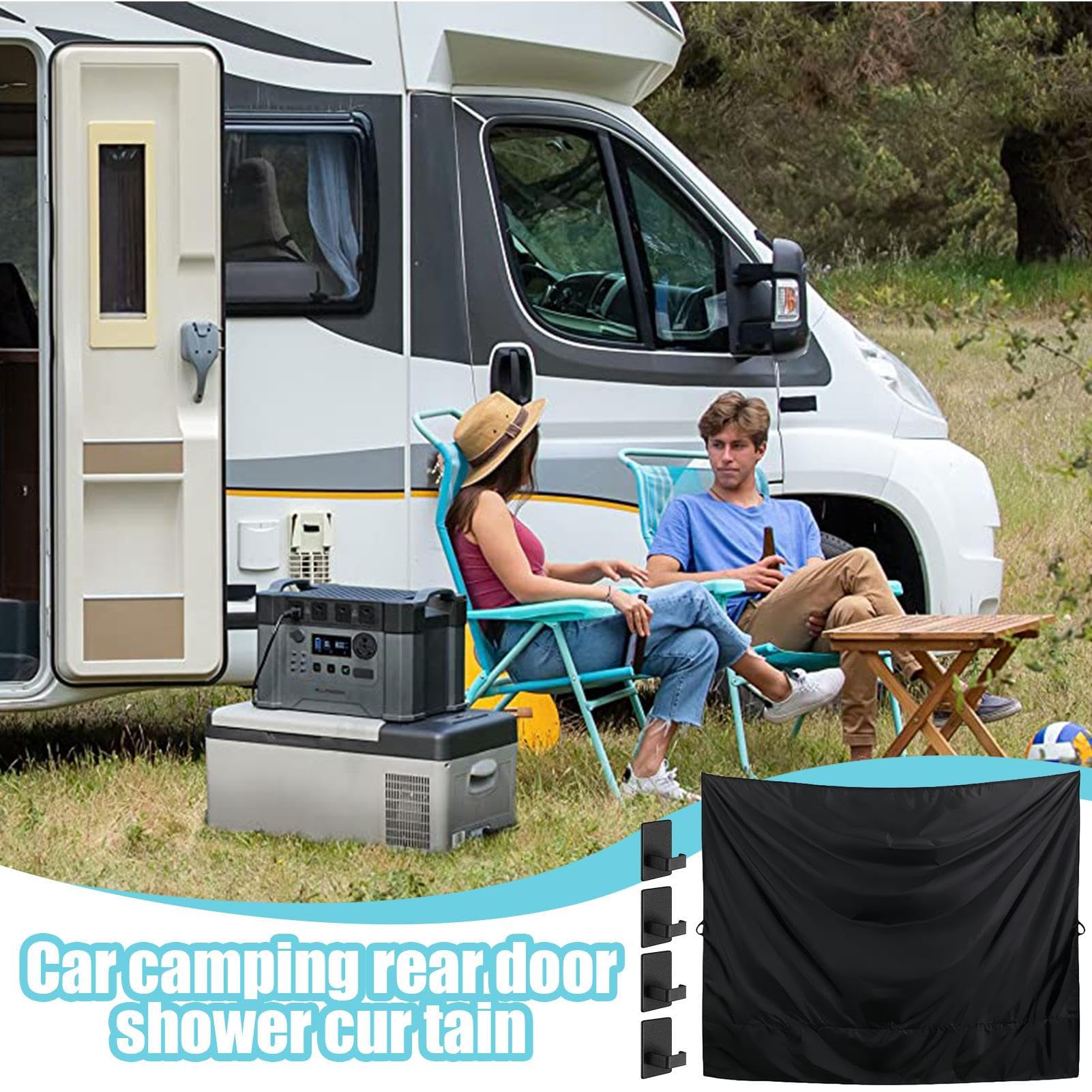 Rideau De Douche pour Van - Rideau pour Hayon avec Crochets Magnétiques - Pare-Soleil Occultant Réutilisable pour Voyage en Camping-Car SUV Van Familiale